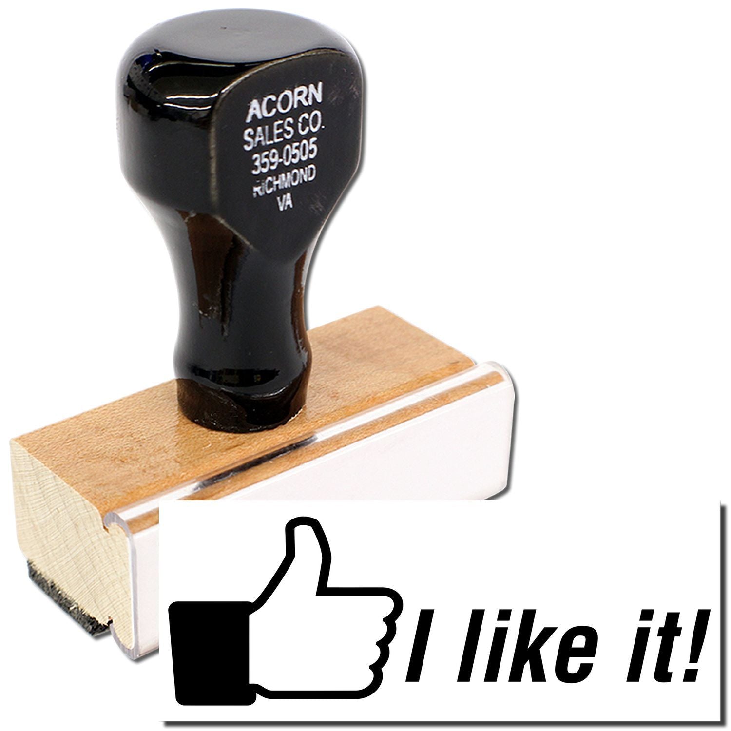 Acorn Sales Co. vintage shoe horn with black handle on wooden base, product photo with like/3 times it badge.