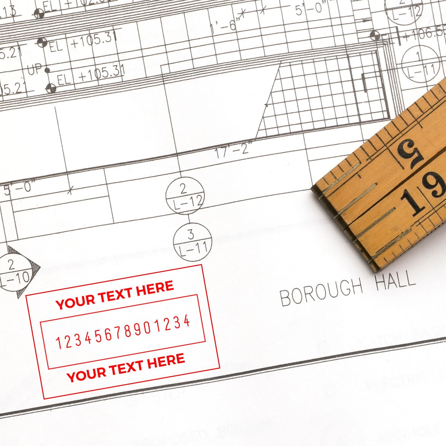 Architectural blueprint sketch with scale ruler and measurements, showing construction dimensions and engineering calculations.