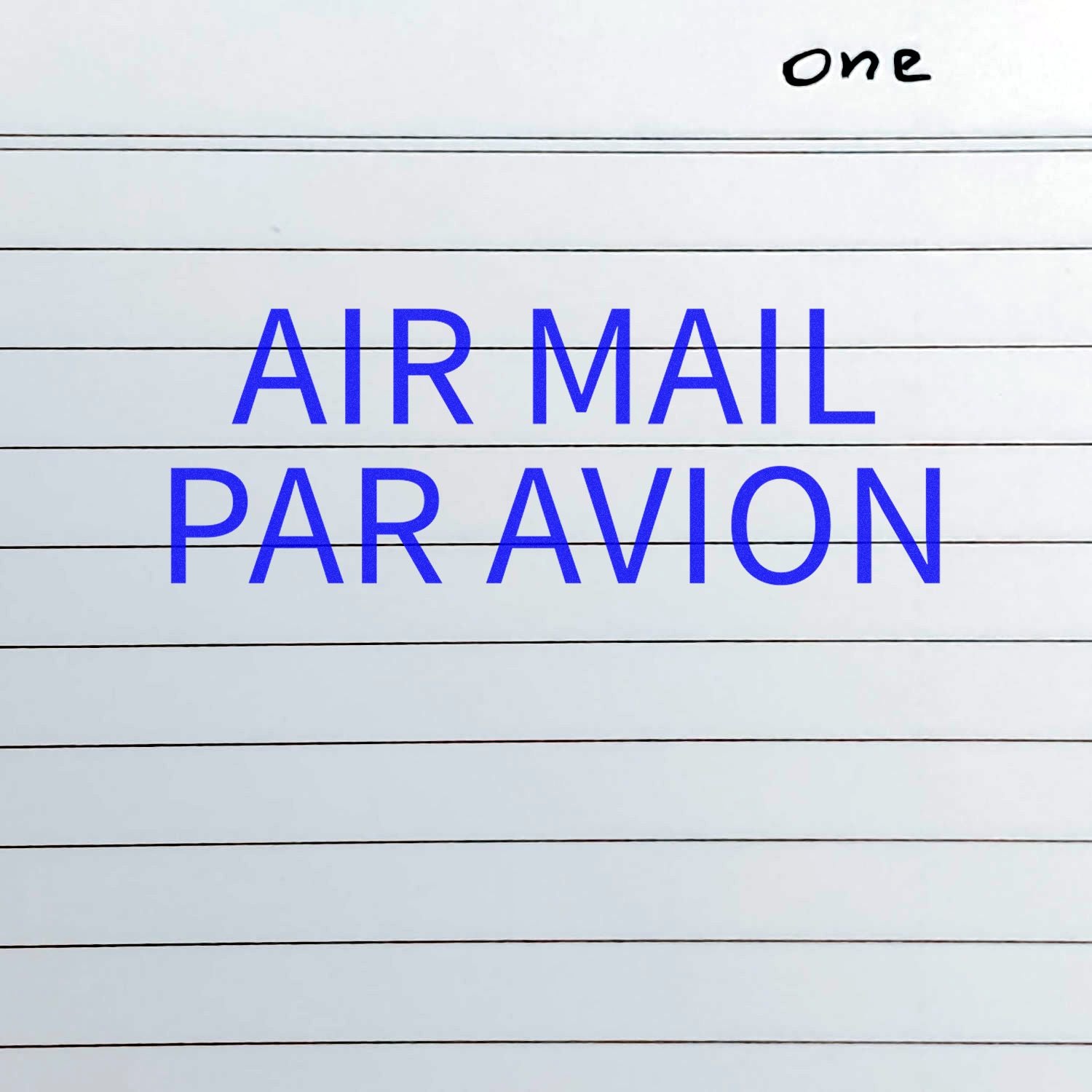 One Air Mail shipping note on lined paper, indicating letters sent by air mail.