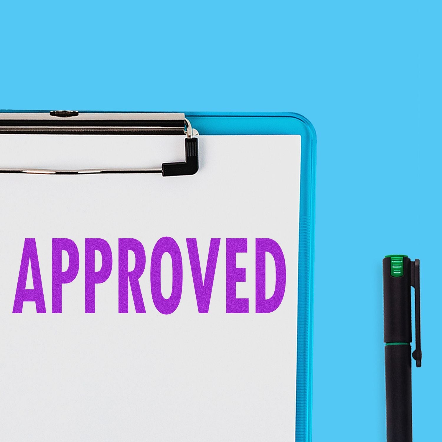Approved document concept: APPROVED on a clipboard with pen, symbolizing verified paperwork and compliance.