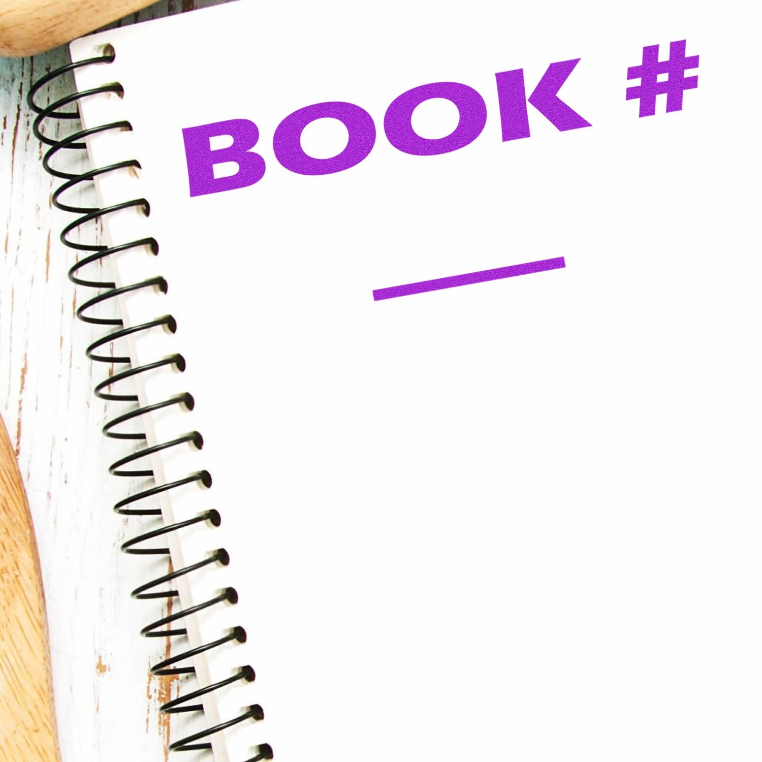 Book #1 on a spiral notebook cover with bold purple text and hashtag symbol, promoting the first book in the series for readers and study notes.