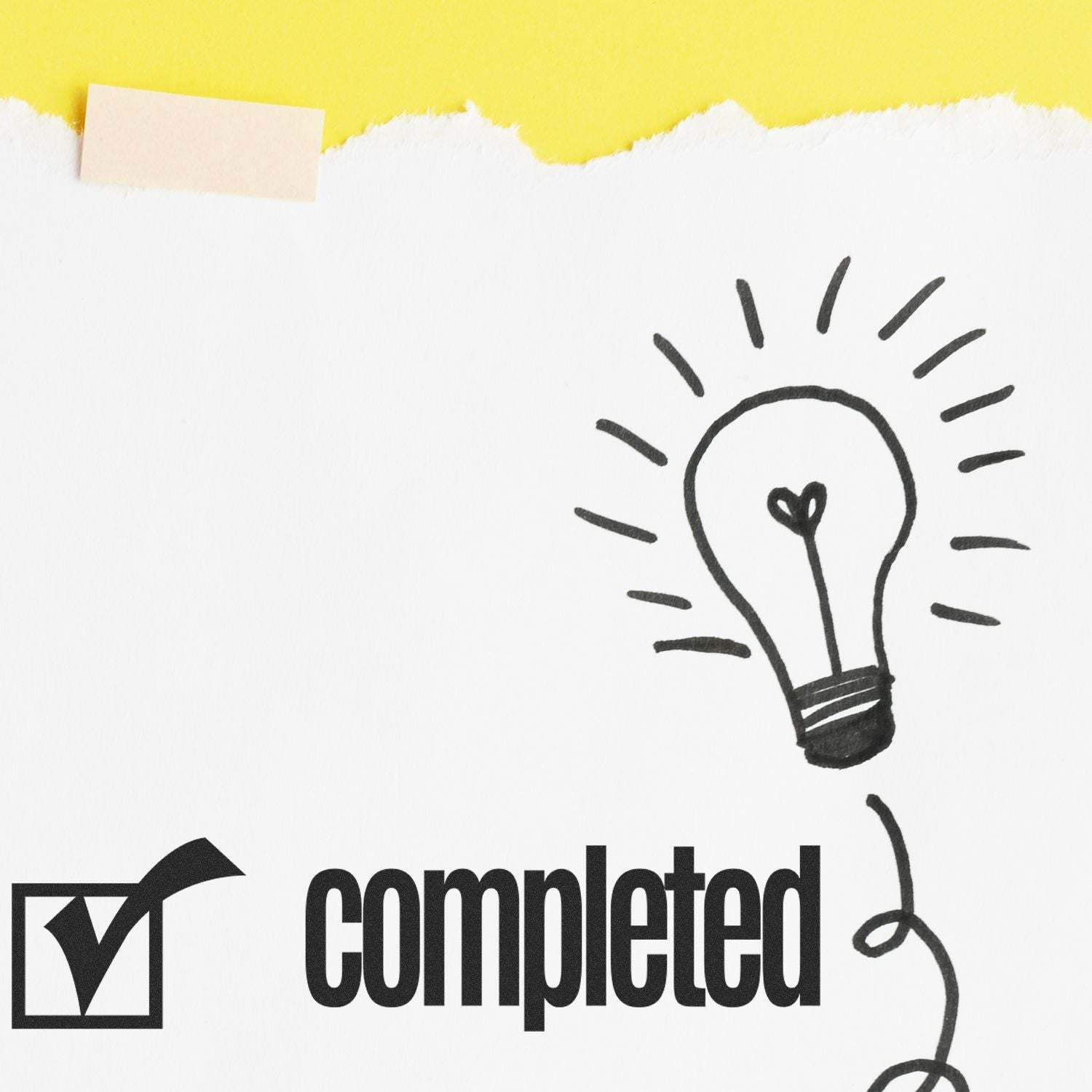 Completed project with lightbulb idea iconillustration for productivity, project management, and success