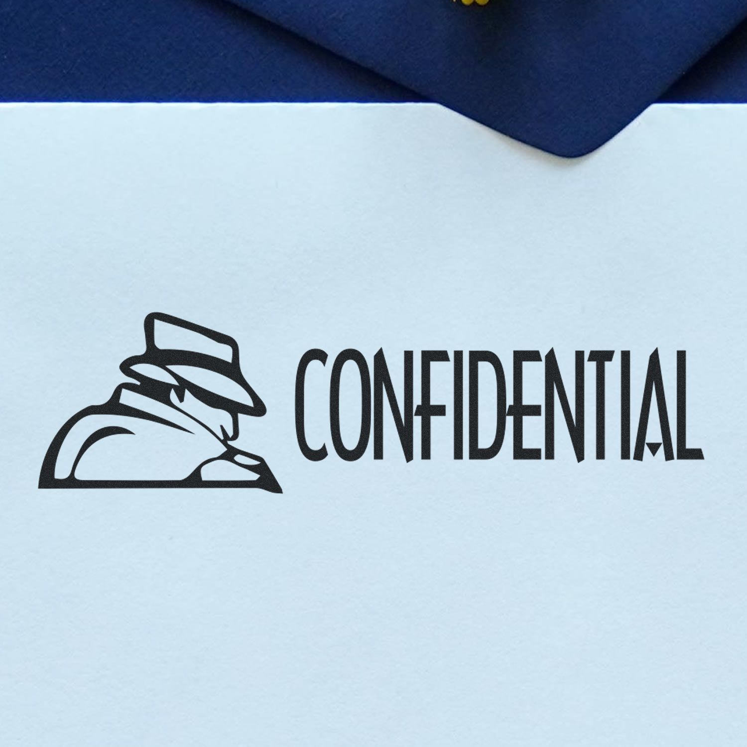Confidential document label logo with stylized icon and bold CONFIDENTIAL text for privacy and document security.