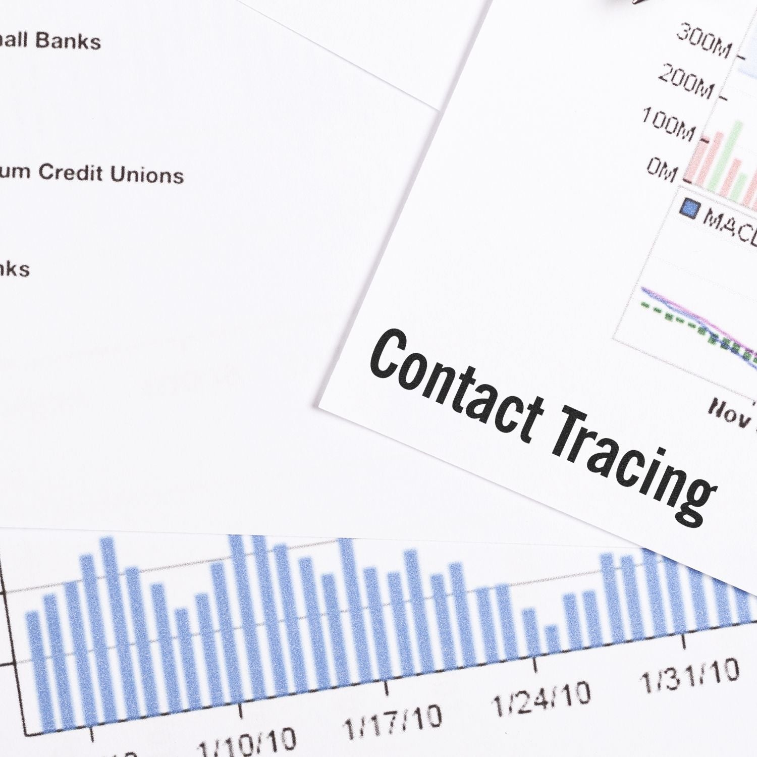 Contact tracing report with healthcare data charts and graphs for tracking COVID-19 cases and exposure trends