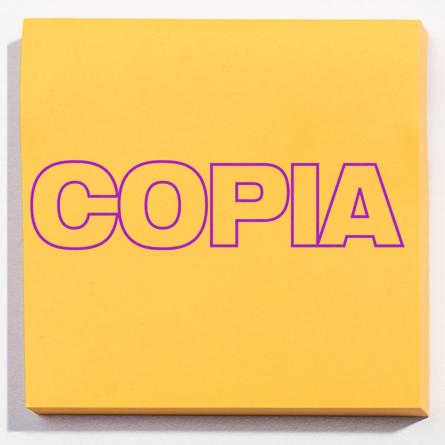 Yellow canvas sign featuring purple outlined COPA wordmark, brand logo graphic for Copa products and apparel.