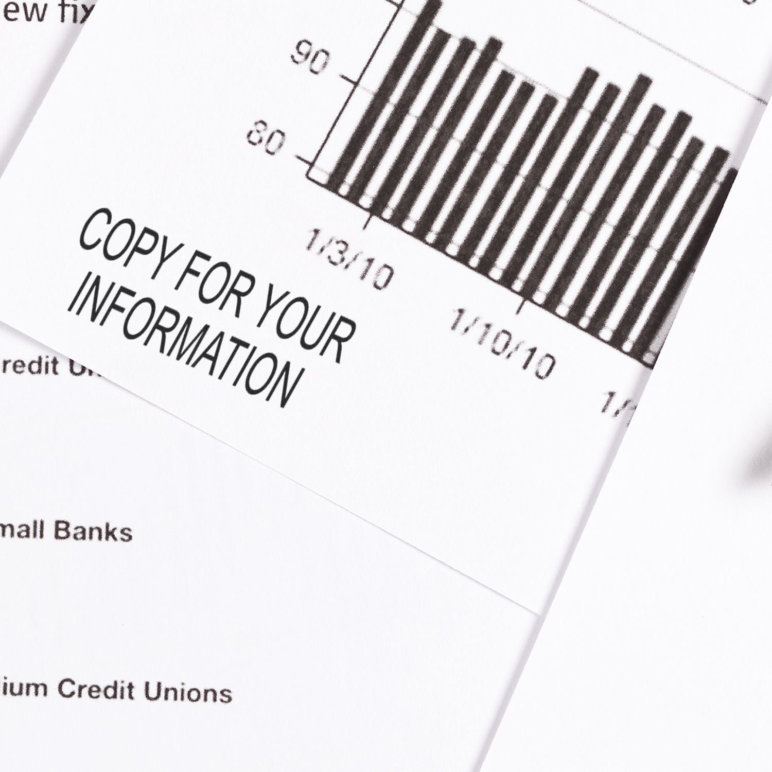 Copy for your information credit statement document with bar chart showing term ranges for bank or credit union.