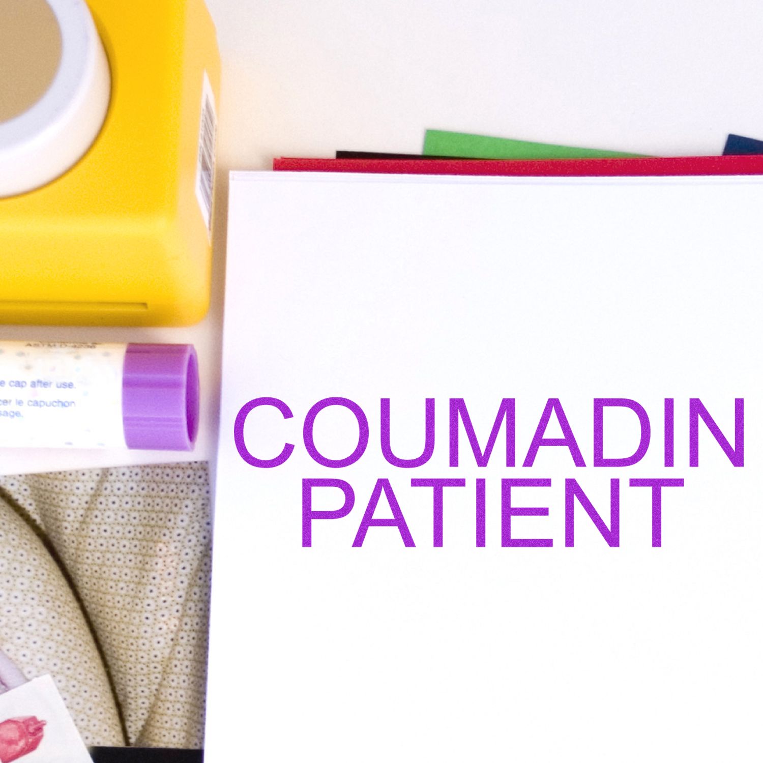 Coumadin patient information image showing medication supplies and notes for safe warfarin treatment
