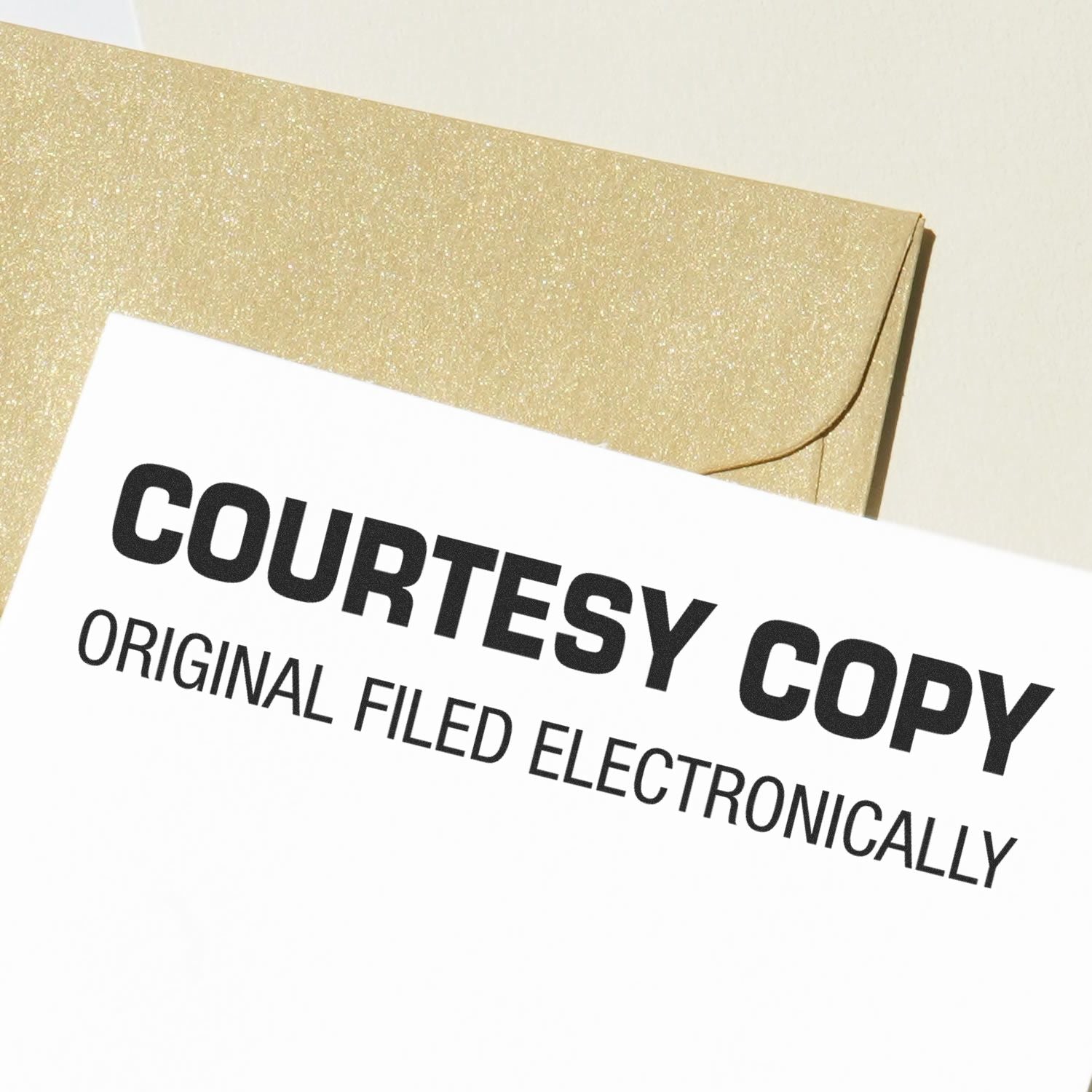 Courtesy copy document in a manila envelope labeled Original Filed Electronically for legal filing.