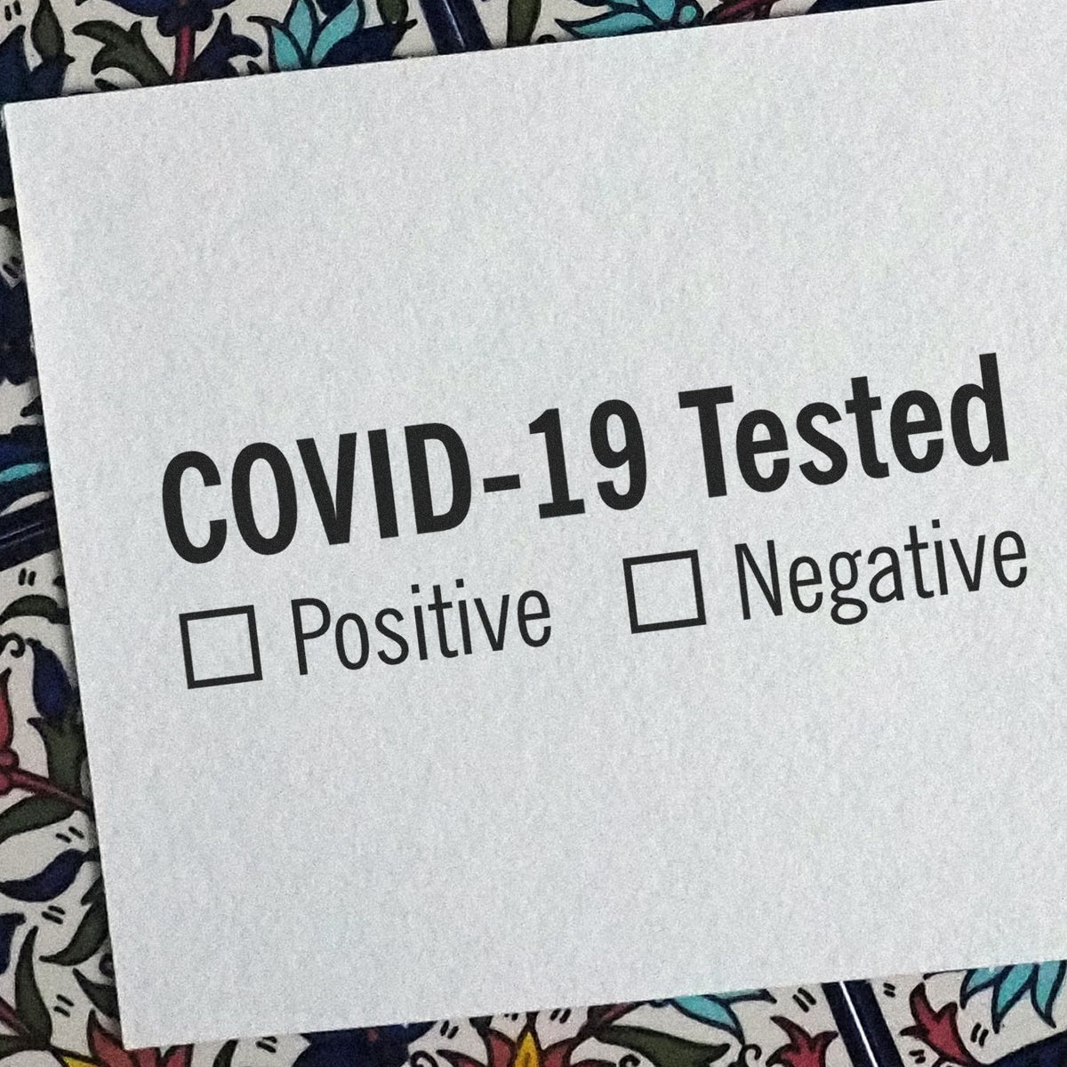 COVID-19 testing checklist showing Positive and Negative result boxes.