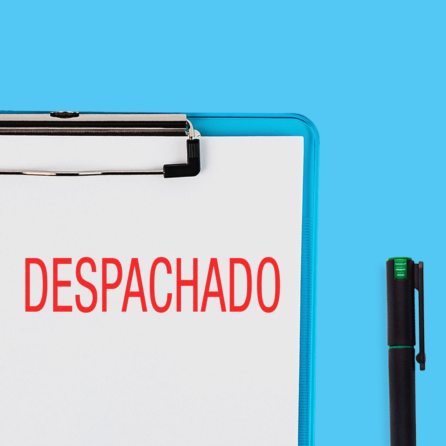 Cuaderno y bolgrafo con DESPACHO, imagen para representar gestin de despachos y envo en logstica.