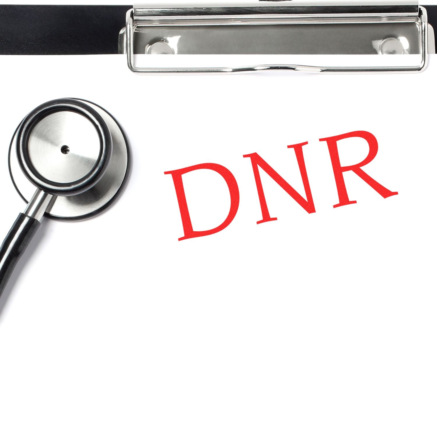 Stethoscope beside DNR medical directive form, highlighting do-not-resuscitate end-of-life care for clinicians.