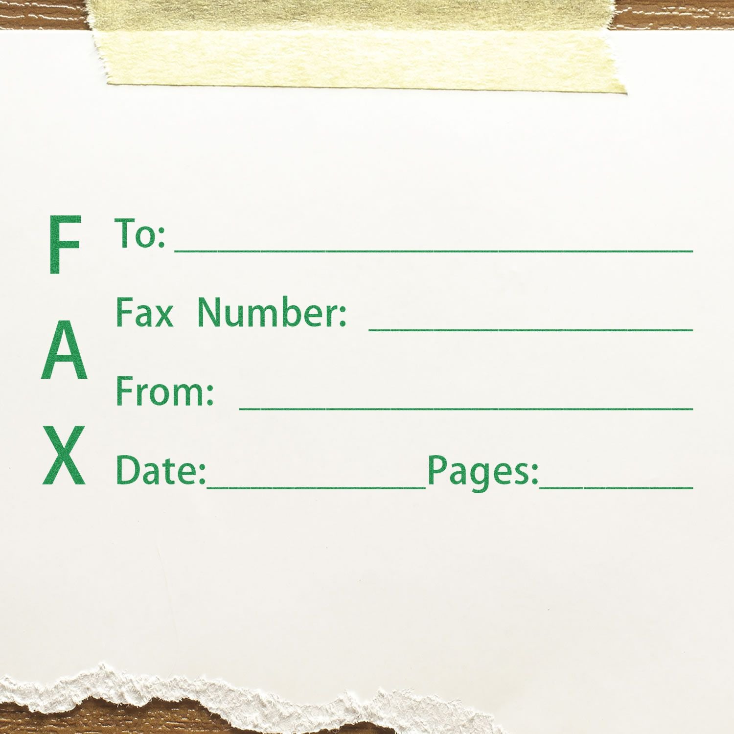 Blank fax cover sheet template with To, Fax Number, From, Date, and Pages fields on white paper.