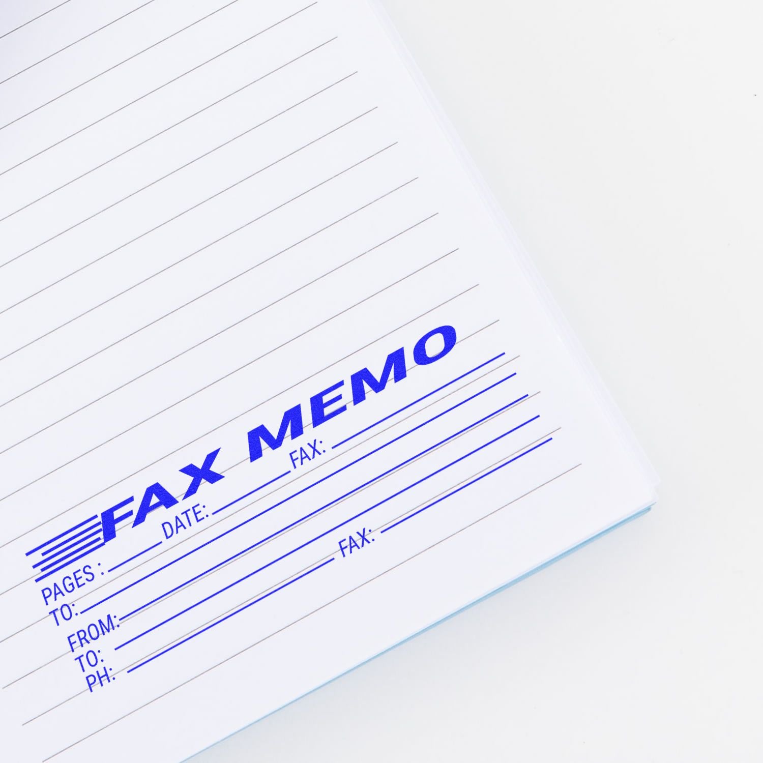 Fax memo document template with FAX MEMO header, recipient, date, and pages lines for business fax communication
