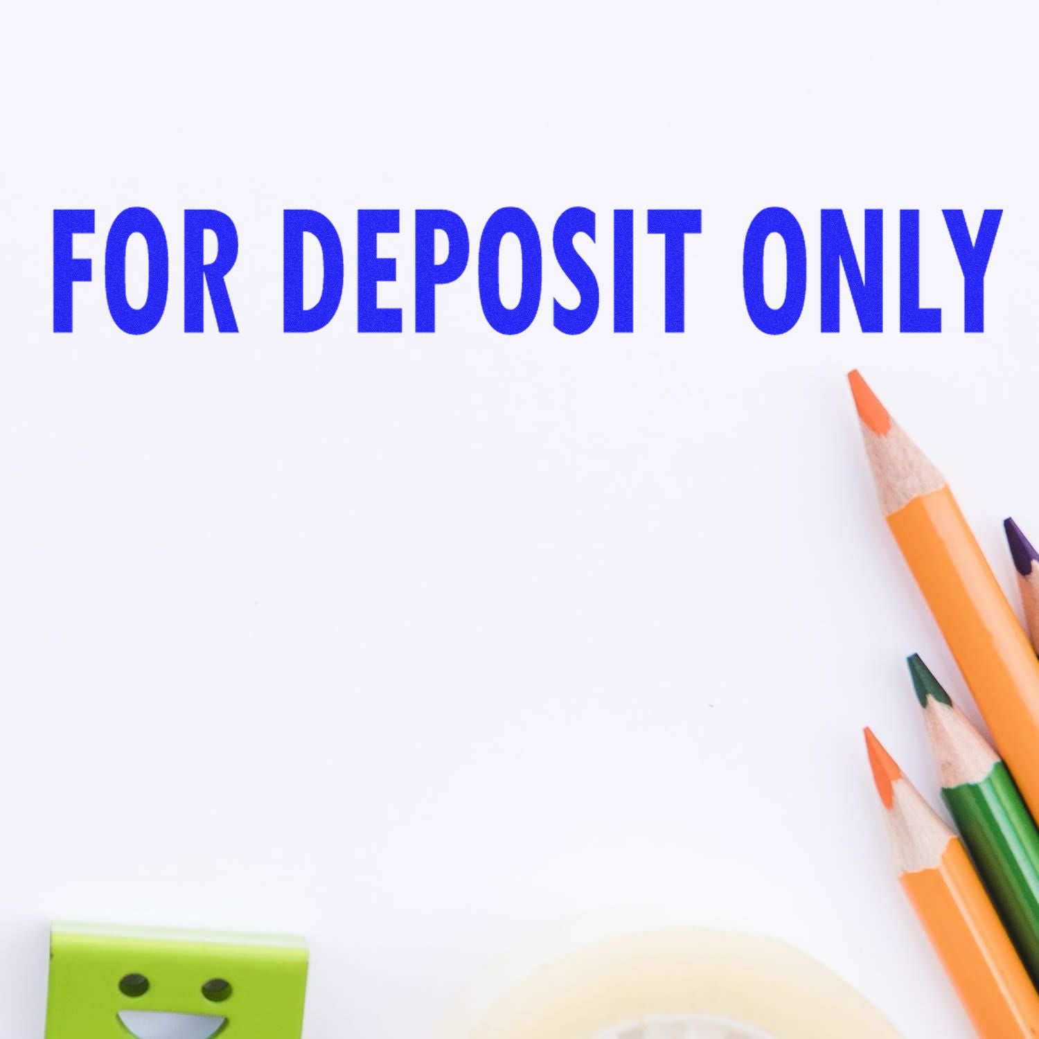 For deposit only sign on a banking deposit area, with pencils on deskguides customers to make deposits at the bank.