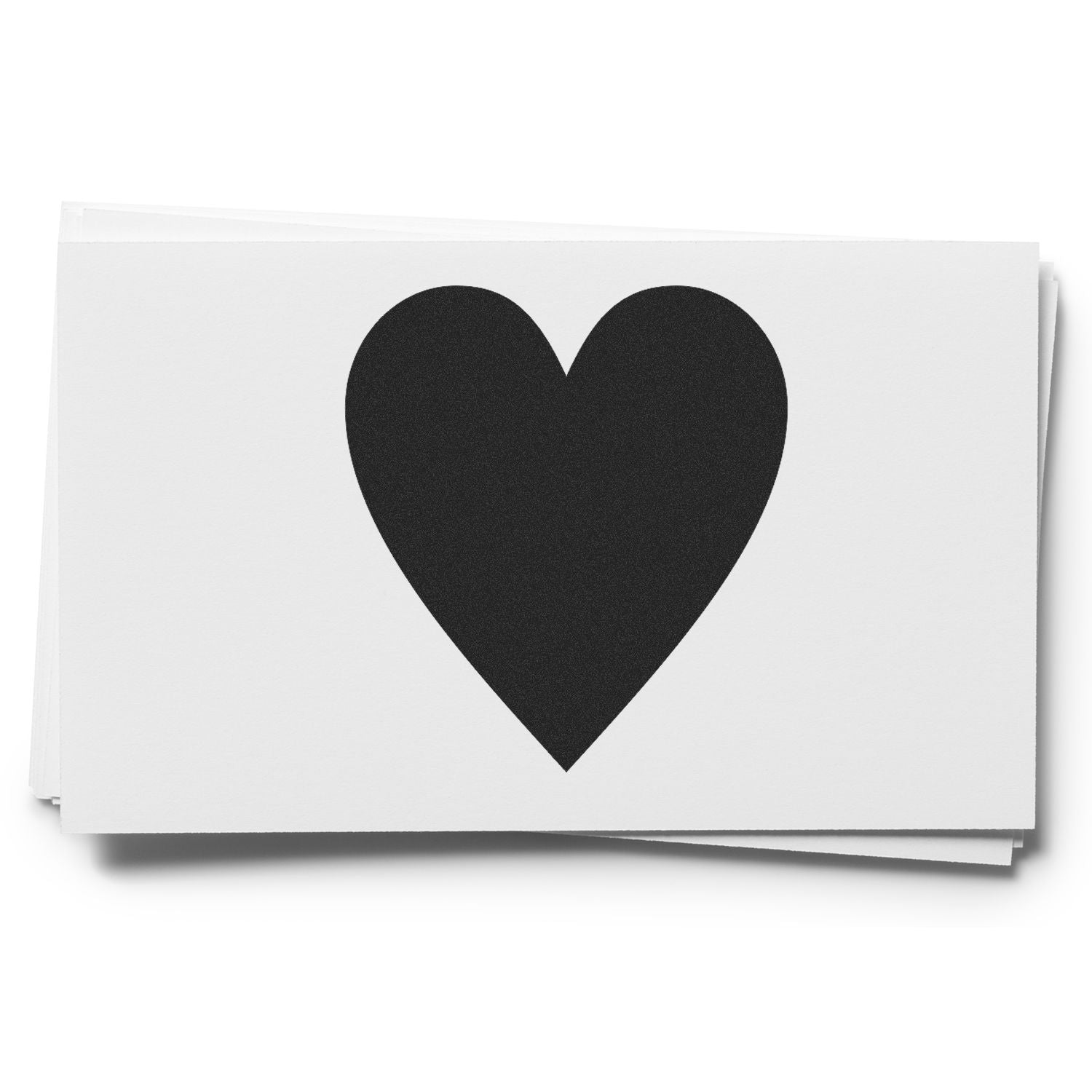 Black heart icon on white paper stack, minimalist love symbol design.