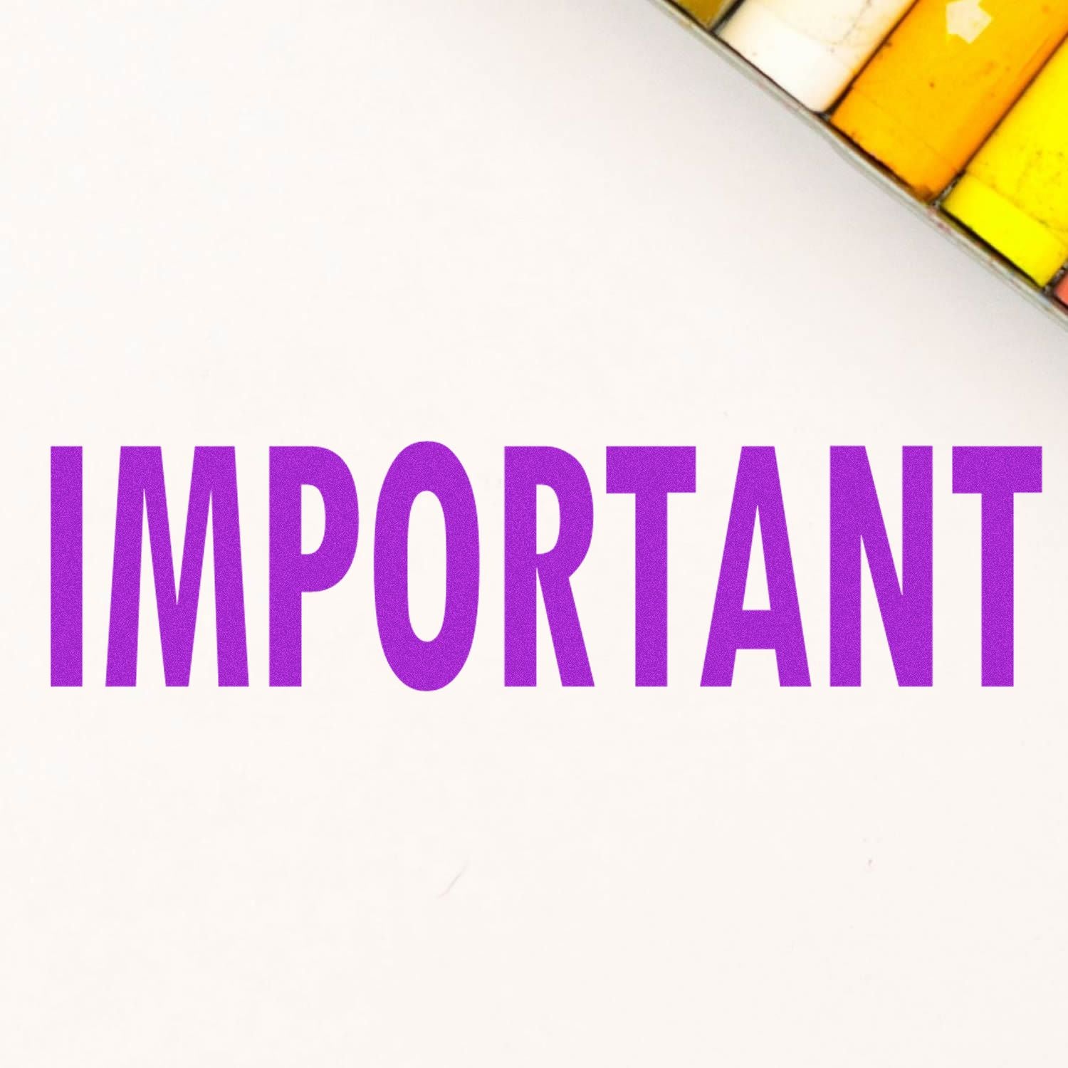 Purple IMPORTANT text on a white background with a yellow stationery corner accent.