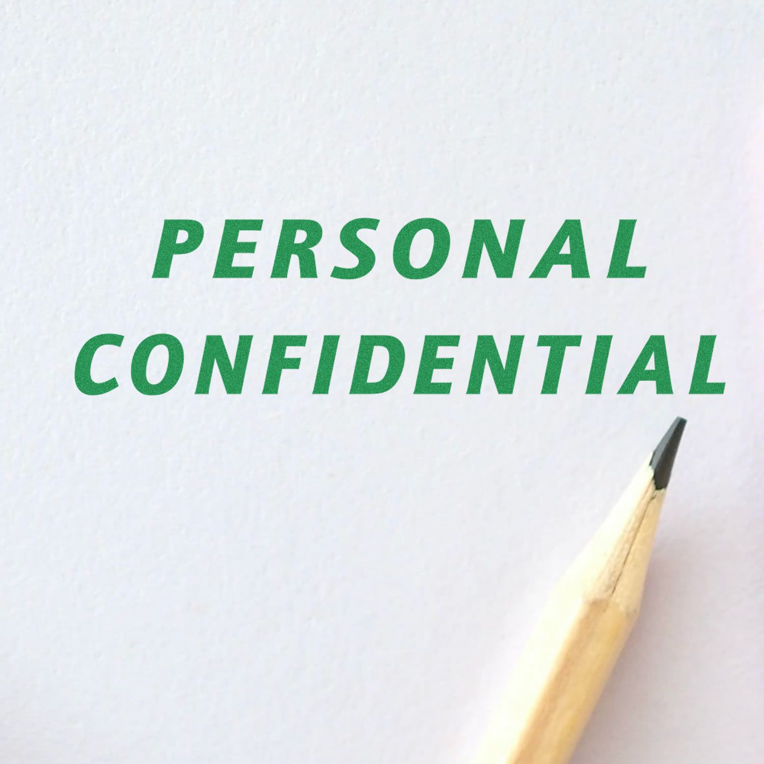 Personal Confidential document label in green text on white background with pencil tip, indicating sensitive privacy information.