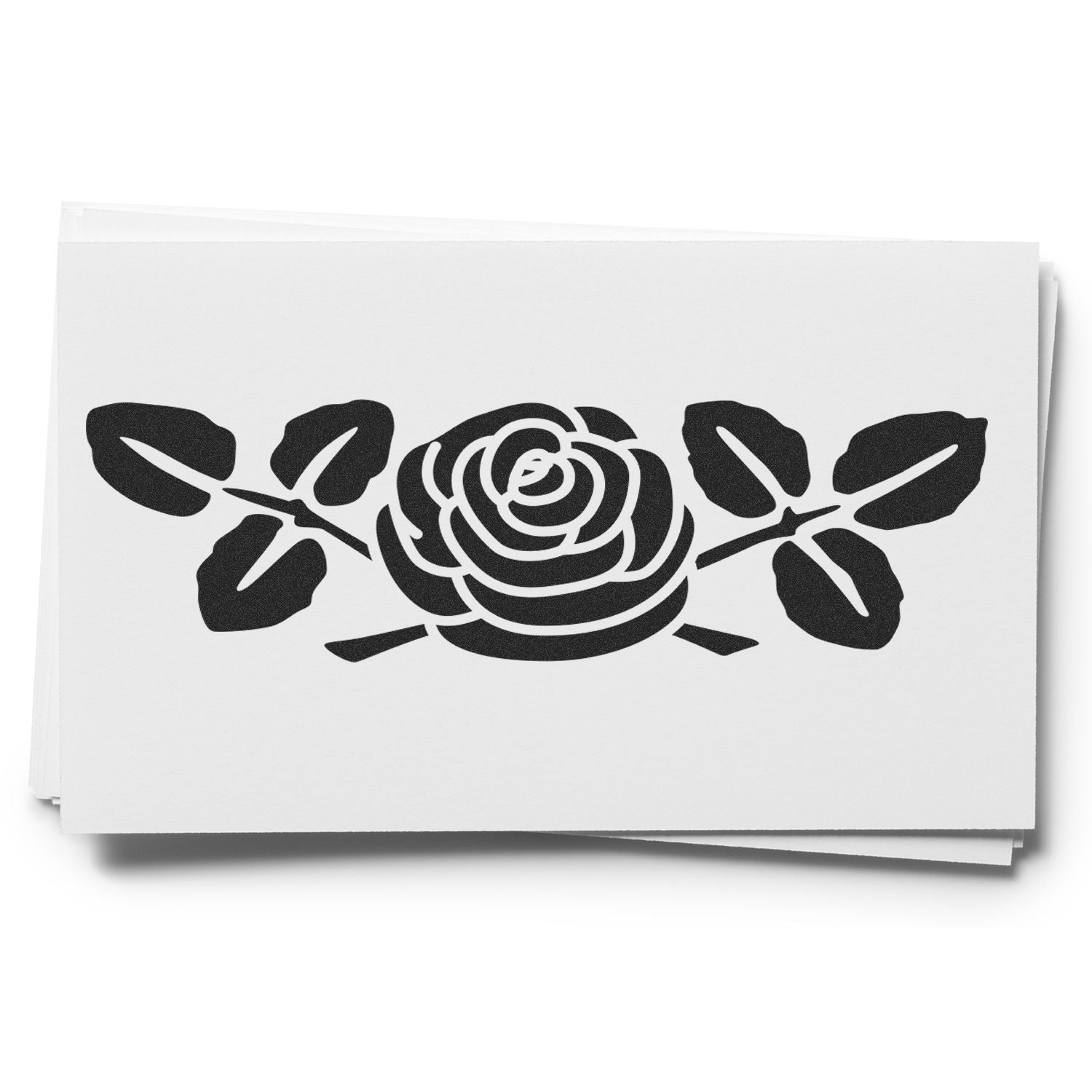 Black rose stencil design on white paper, elegant floral decal for wall art and craft projects