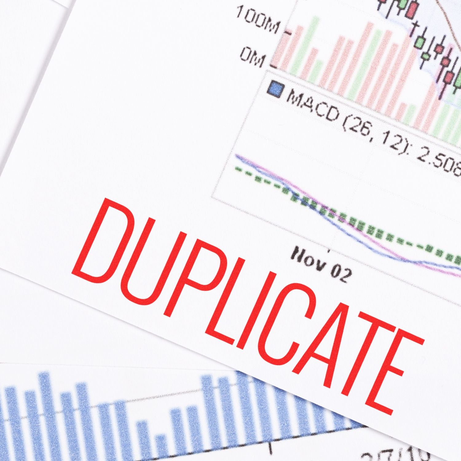 Document labeled DUPLICATE with barcode-style data, illustrating copy creation in records management and accounting