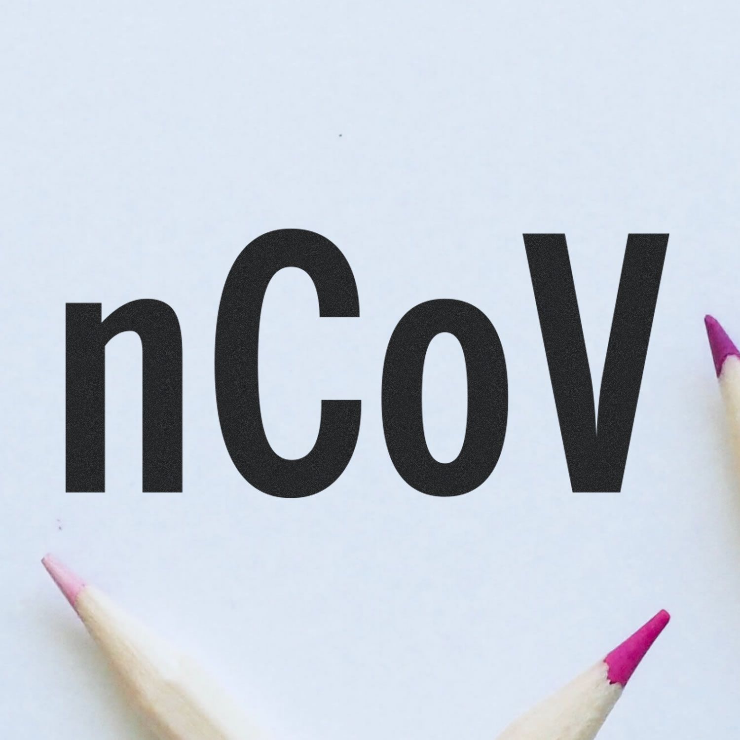 Concept image spelling NCOV in bold black letters with colored crayons, representing coronavirus and COVID-19 awareness.