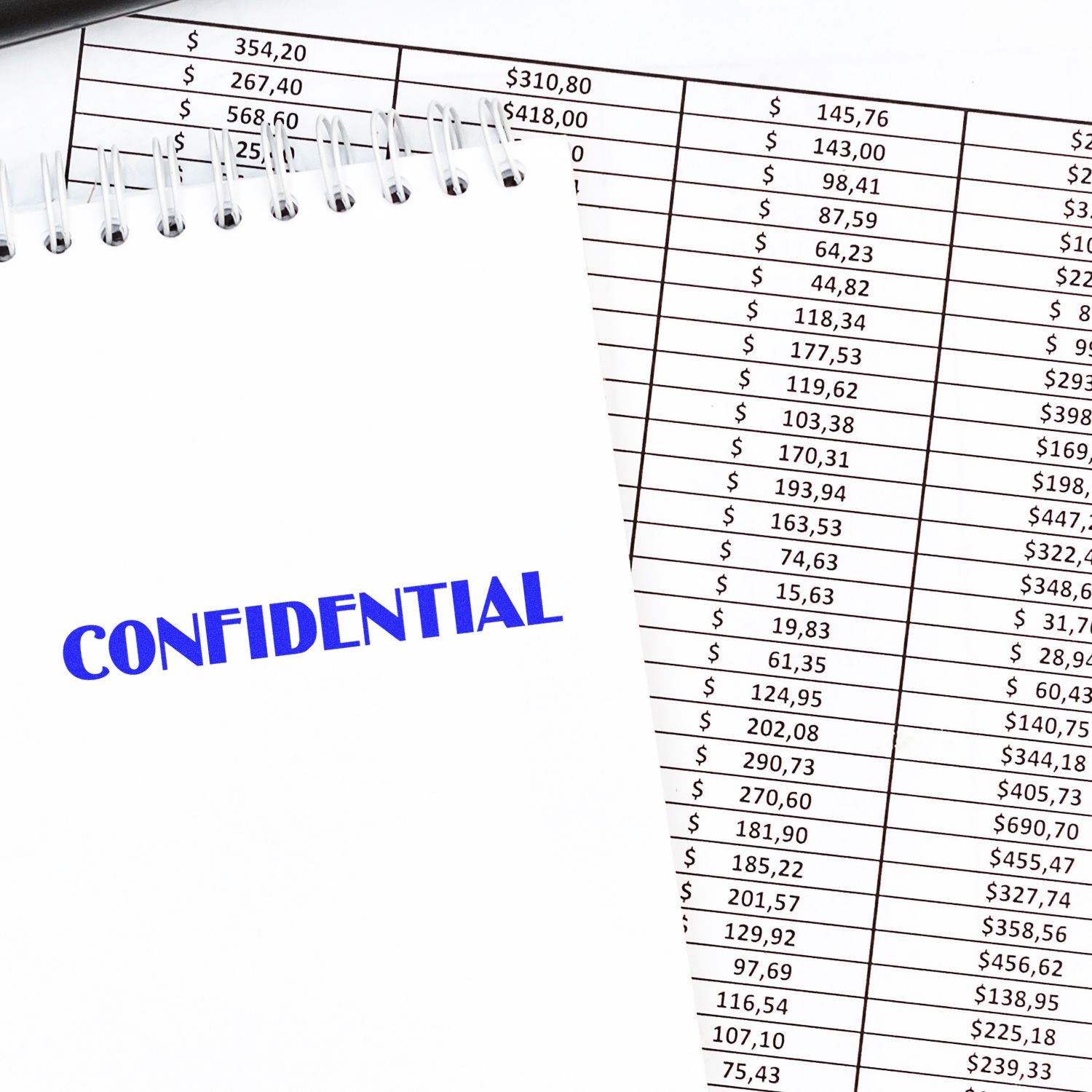 Confidential financial spreadsheet with US dollar values, highlighting secure access to sensitive accounting and budgeting data report.