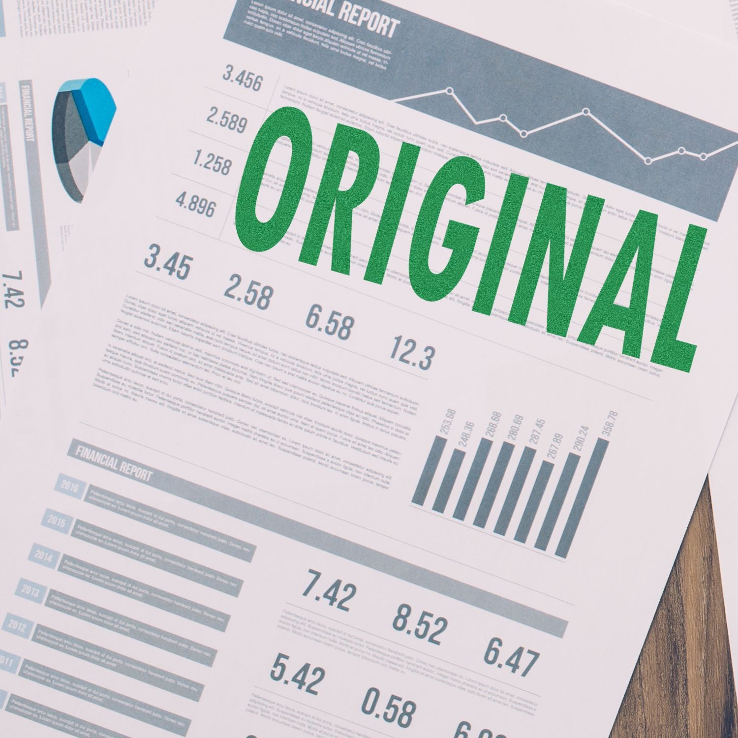 Financial report infographic with original report metrics, bar and line charts showing quarterly growth and KPIs for business performance.