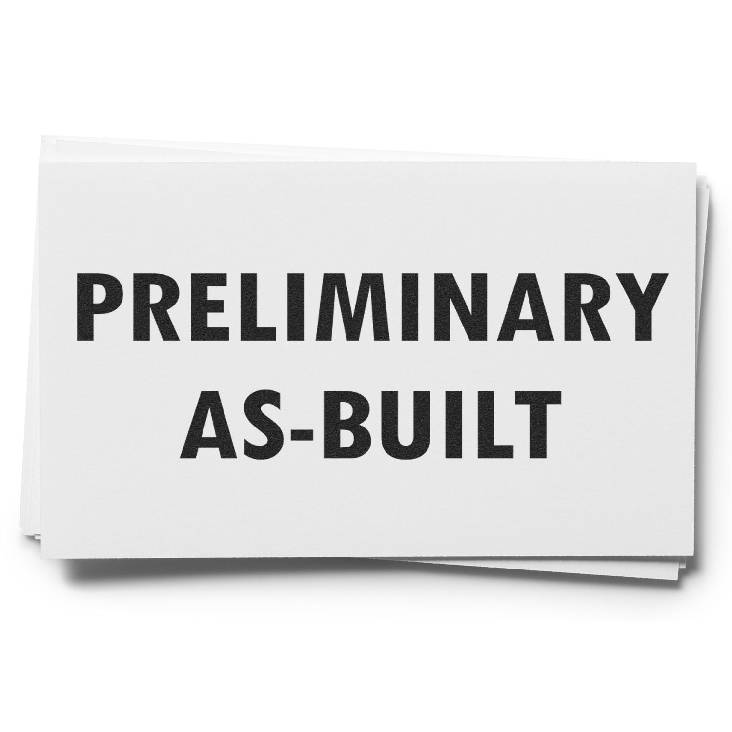 Preliminary as-built document cover card labeled for construction closeout, record drawings, and project documentation official folder.