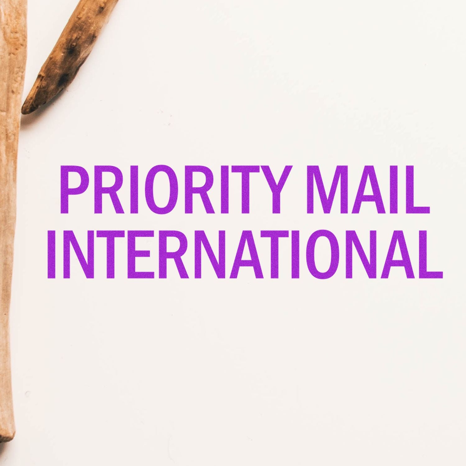 USPS Priority Mail packaging label with purple text on white background, promoting reliable fast delivery for shipped parcels.