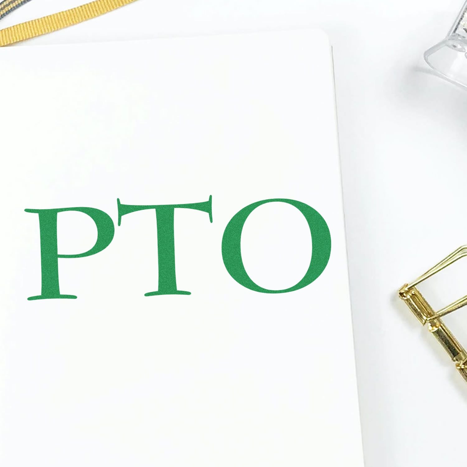 White brochure cover with green PTO letters and gold trumpet, promoting music education and band lessons.