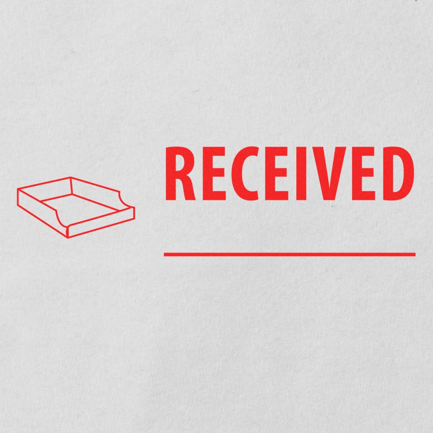 Received status logo with red outline tray and bold RECEIVED text for parcel tracking on light background