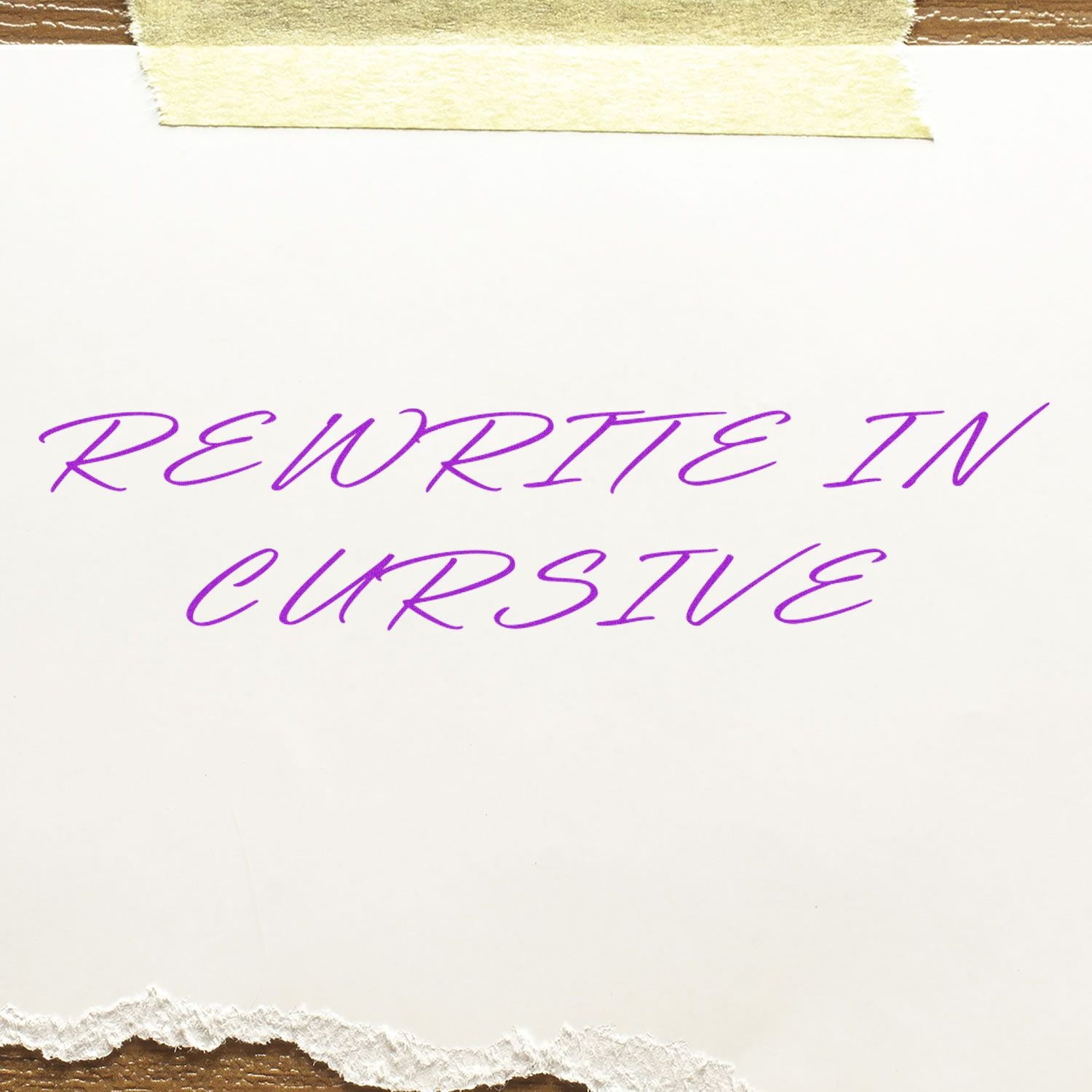 Rewrite in cursive lettering on paper, promoting calligraphy practice and typography design inspiration.