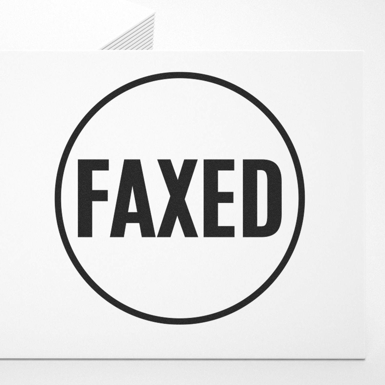 White envelope with bold FAXED stamp, business document and office communication concept.