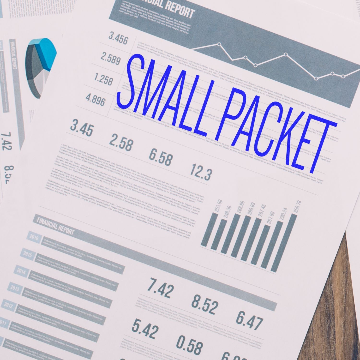 Financial report infographic with bar chart and line graph showing business performance trends and key data figures.