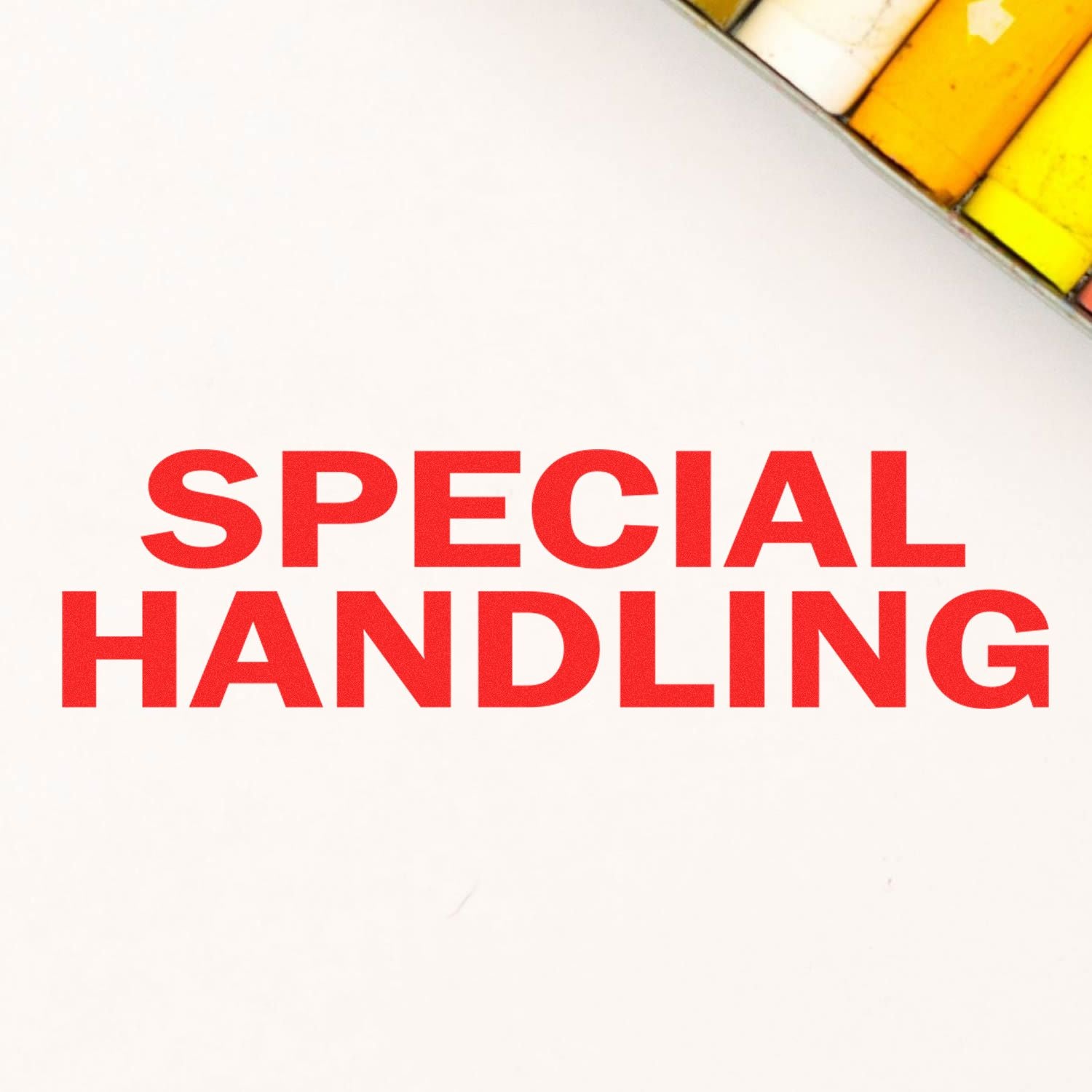 Special Handling shipping label with red text on white background, indicating caution and fragile transport requirements.