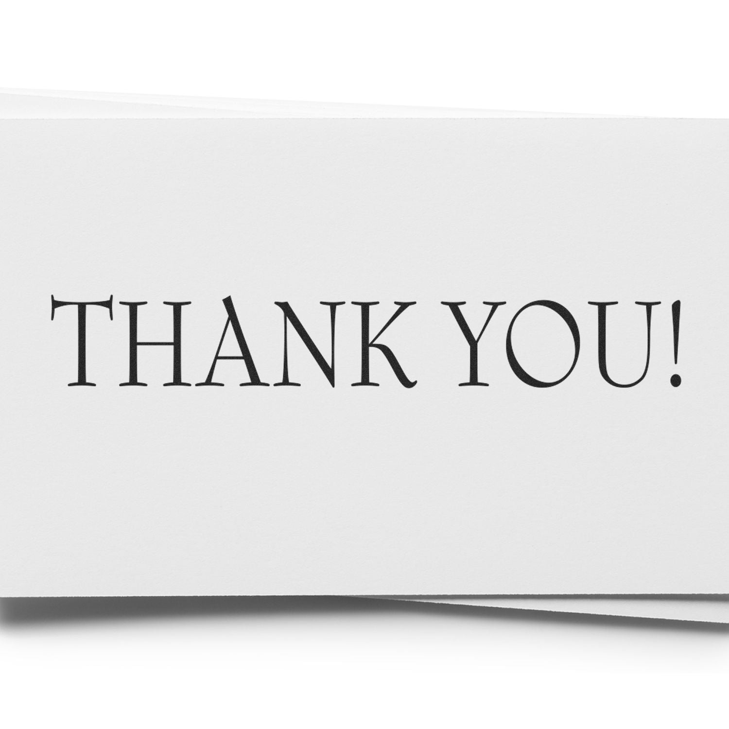 Stylish Thank You! typography on white background for customer appreciation, event gratitude, and marketing acknowledgments.
