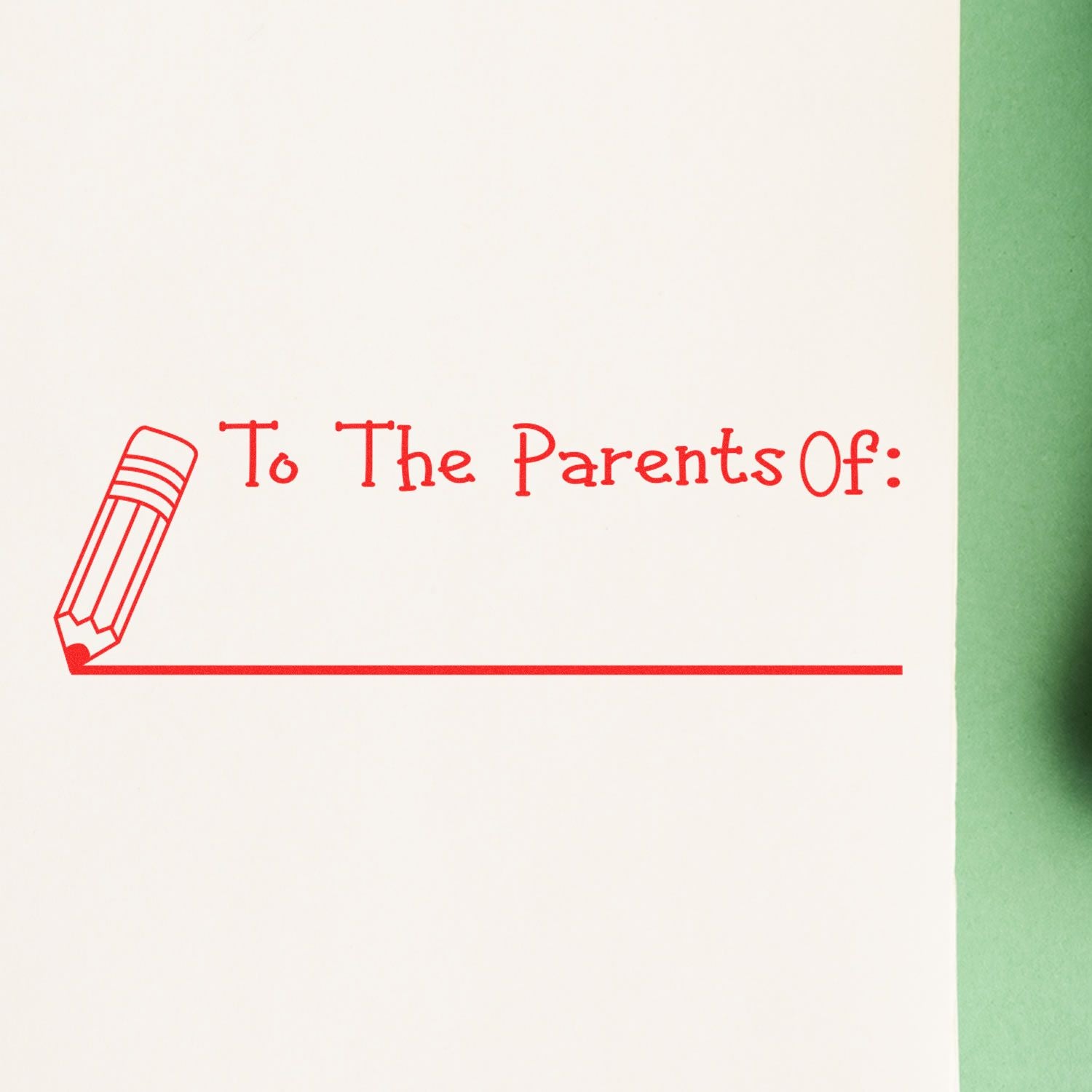 Red To The Parents Of text with pencil icon on a white school letter template page.