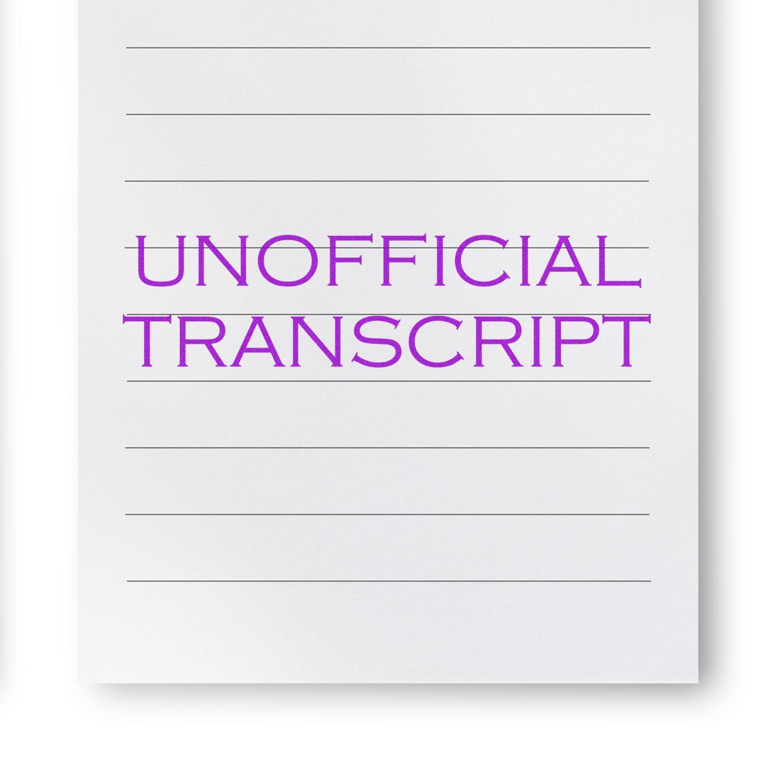 Unofficial transcript document template with bold Unofficial Transcript title on a white background