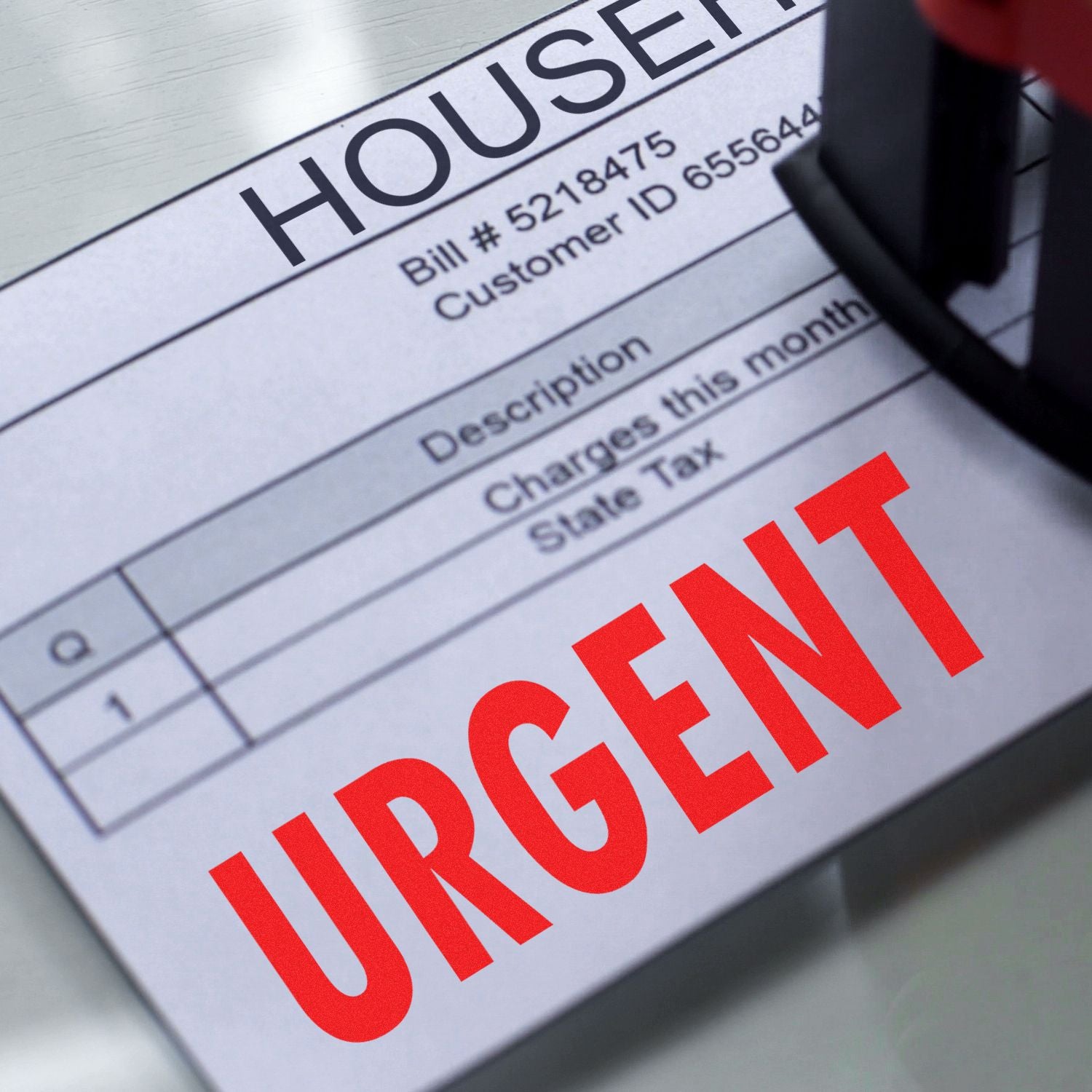 Urgent house bill notice with red URGENT stamp and billing details.