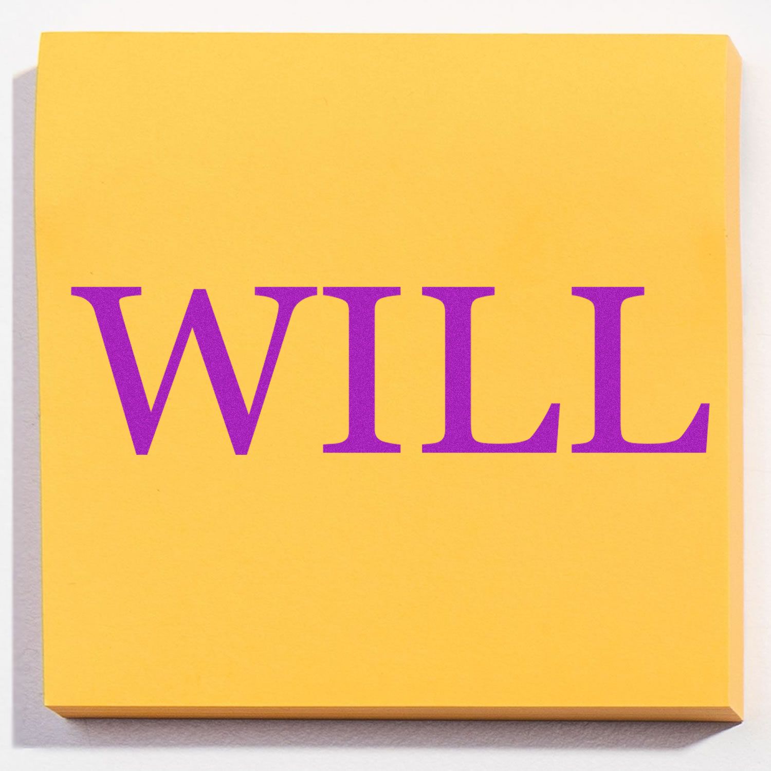 Yellow canvas sign with bold purple WILL typography, decorative motivational quote artwork for home decor.