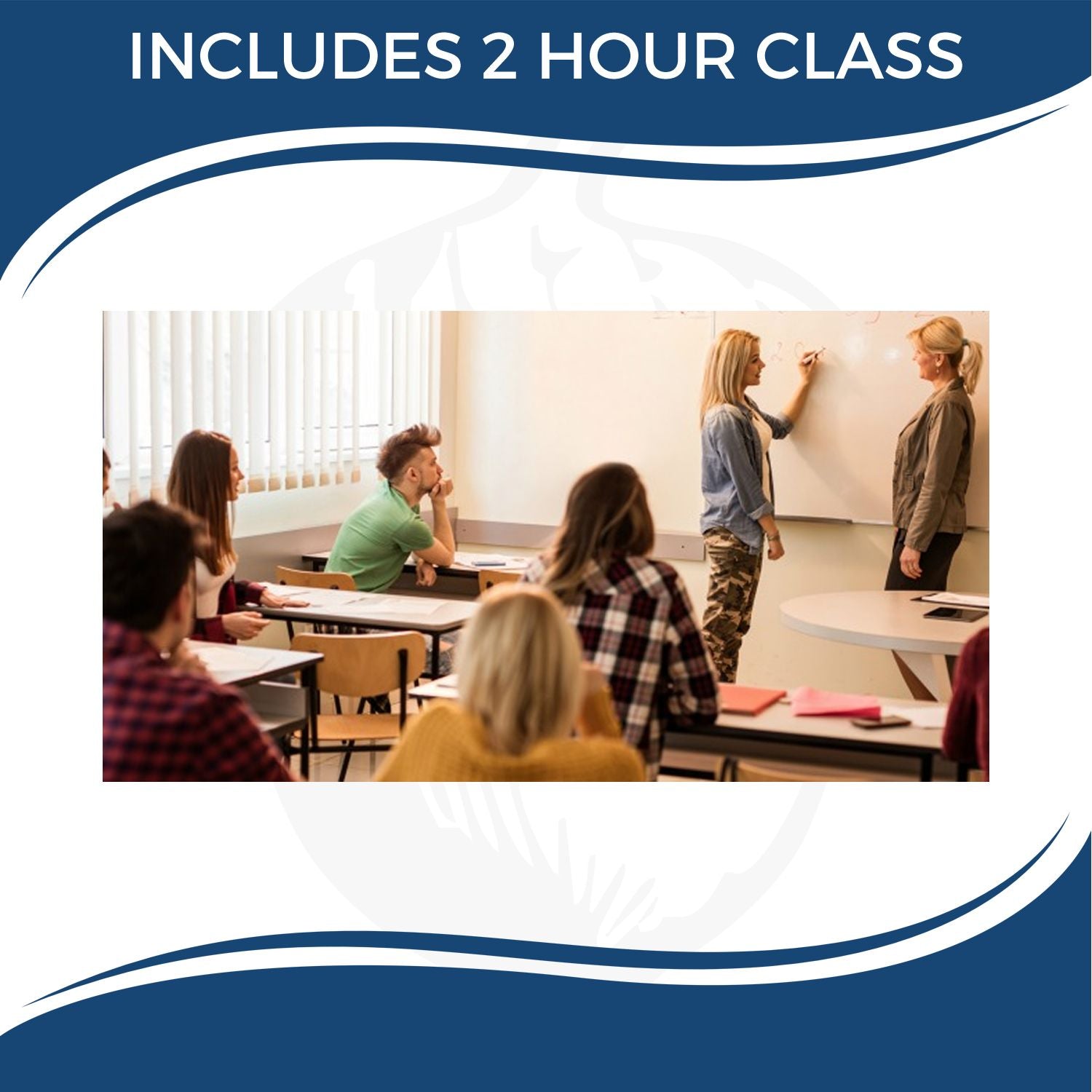 2-hour class with instructor teaching students in a modern classroom setting