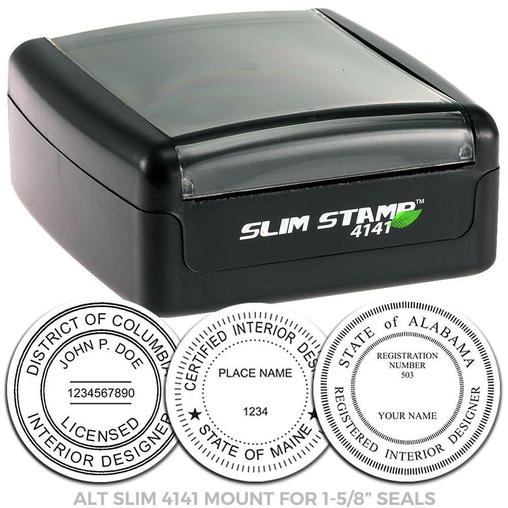 Slim Stamp 4141 mount for 1-5/8 inch seals, black self-inking stamp holder for professional embossed seal impressions