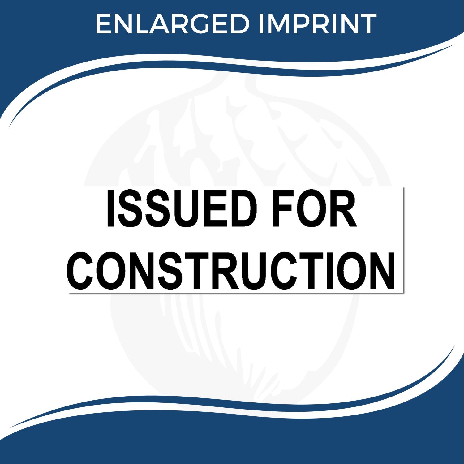 Enlarged imprint issued for construction certificate template with bold black text and blue curved border design