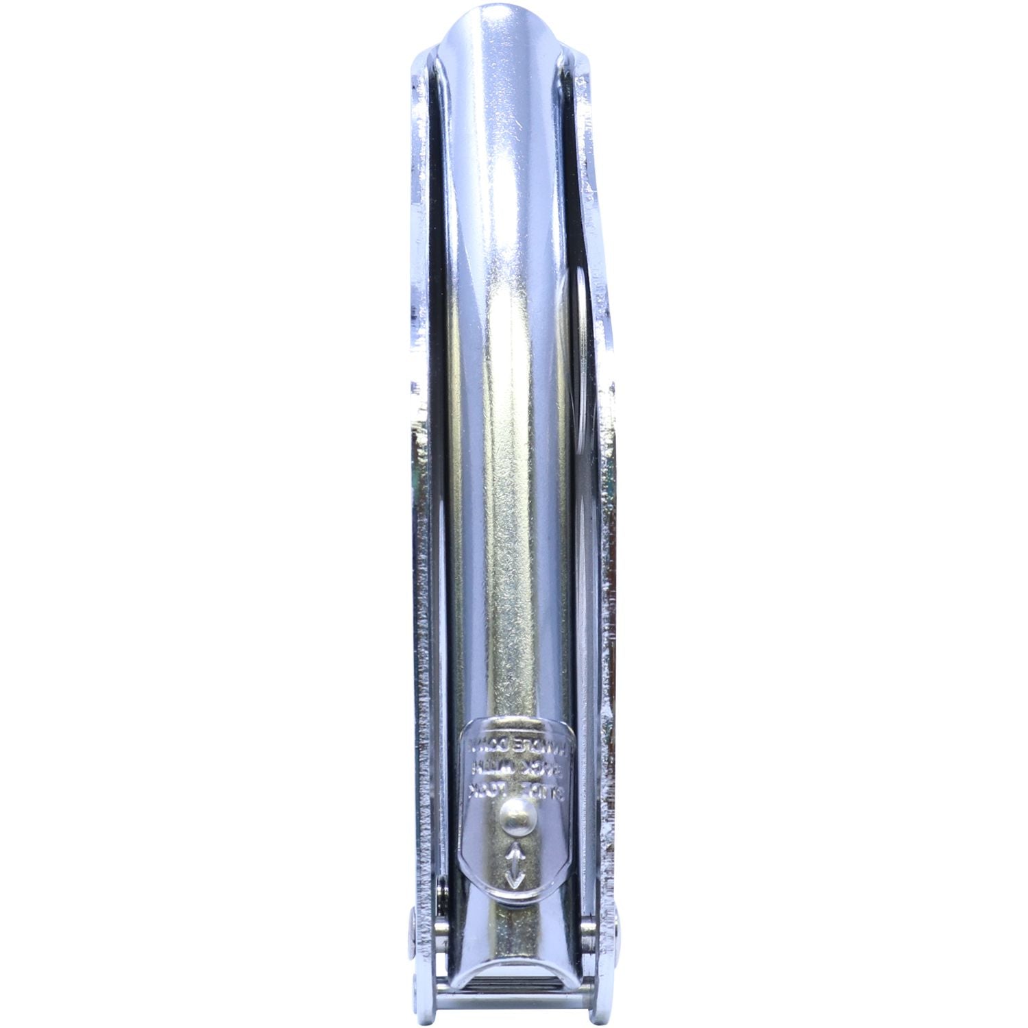 Chrome metal stapler with safety lock isolated on a white background