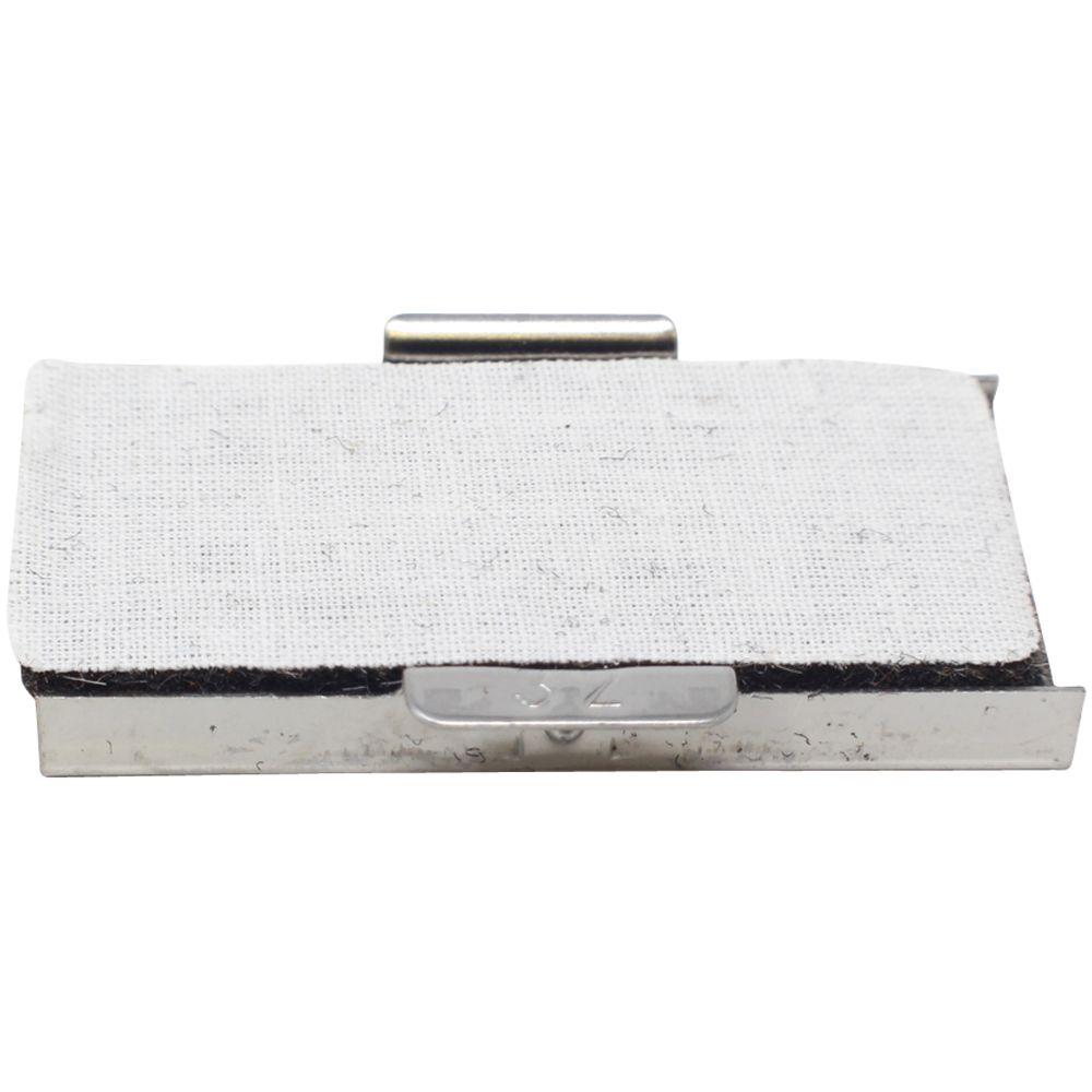 White fabric replacement filter with metal clip isolated on white background