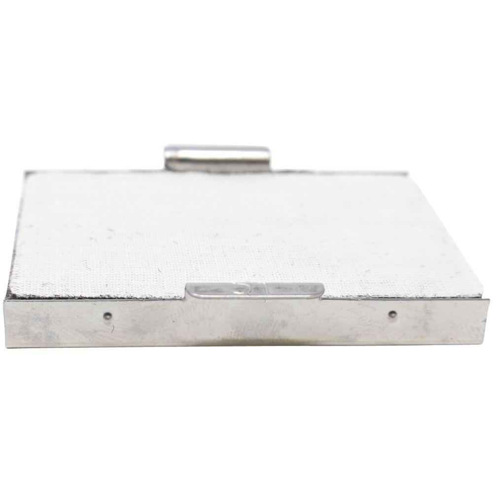 Rectangular stainless steel metal tray with handle, isolated on white background