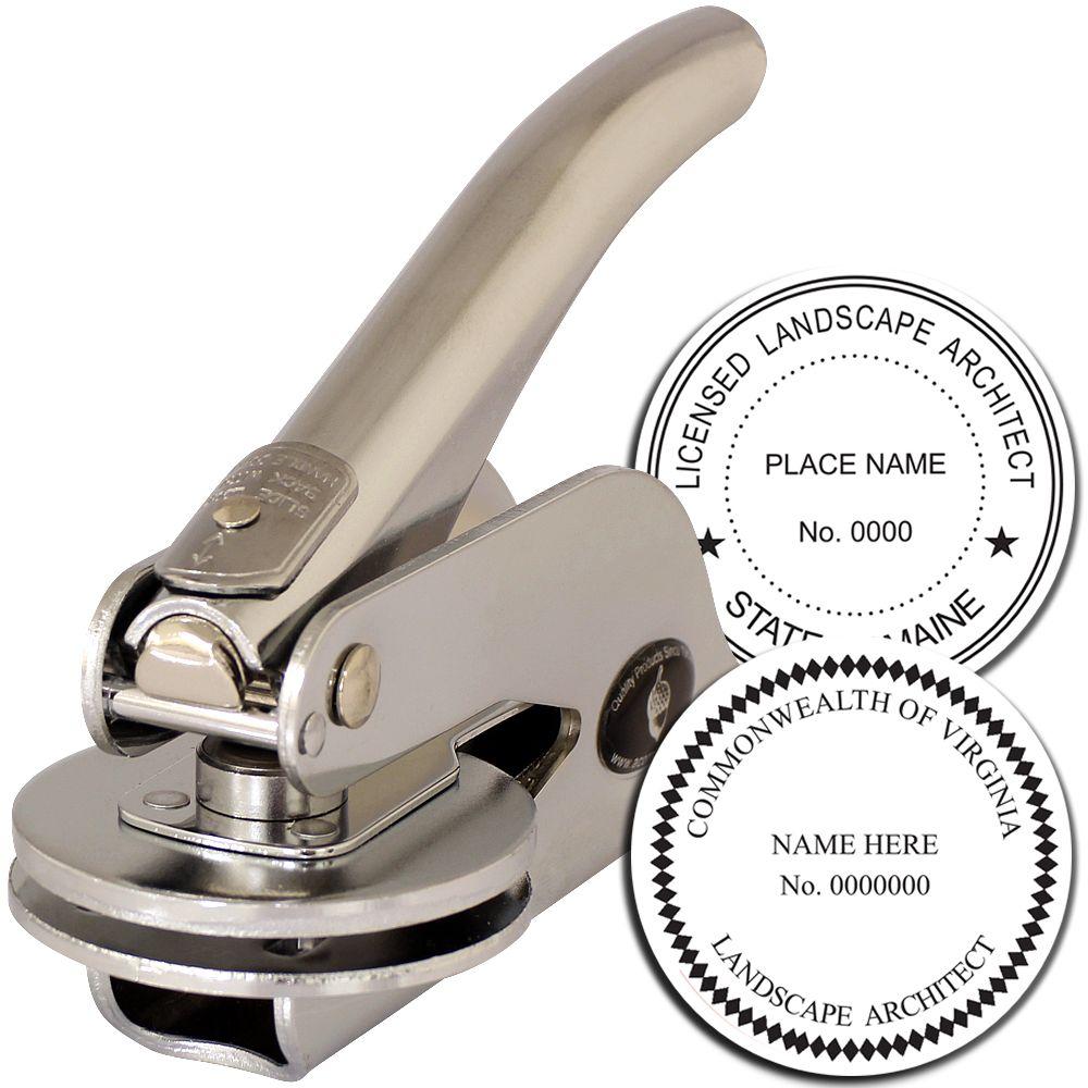 Handheld landscape architect embossing seal stamp with custom state license imprint examples