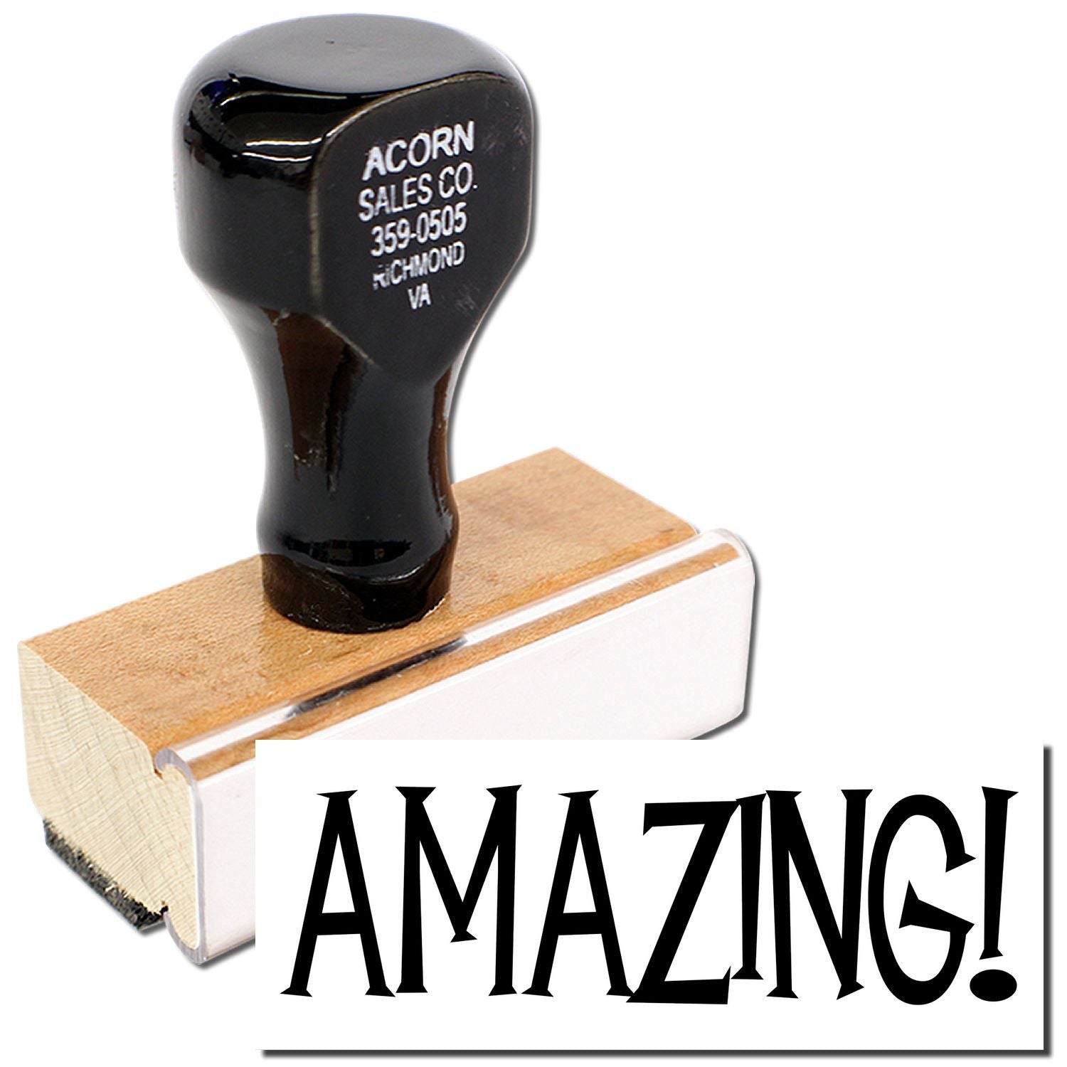 Acorn Sales Co. branded product top with phone number 359-0505 Richmond VA and AMAZING! promotional text
