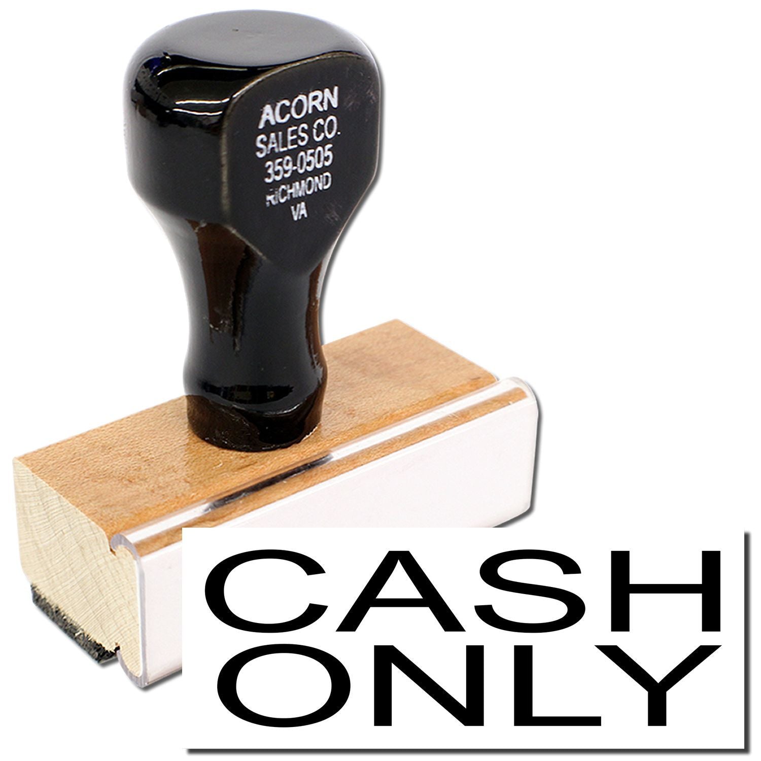 Black mallet tool with Acorn Sales Co. branding and 359-0505 phone number, hardware sales in Richmond, Virginia.