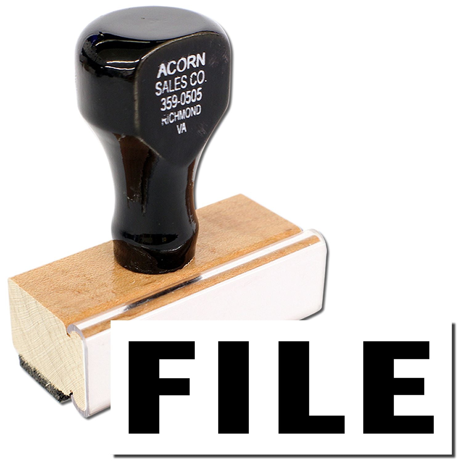 Acorn Sales Co. FILE tool with black handle marked 359-0505 Richmond VA on white product background.