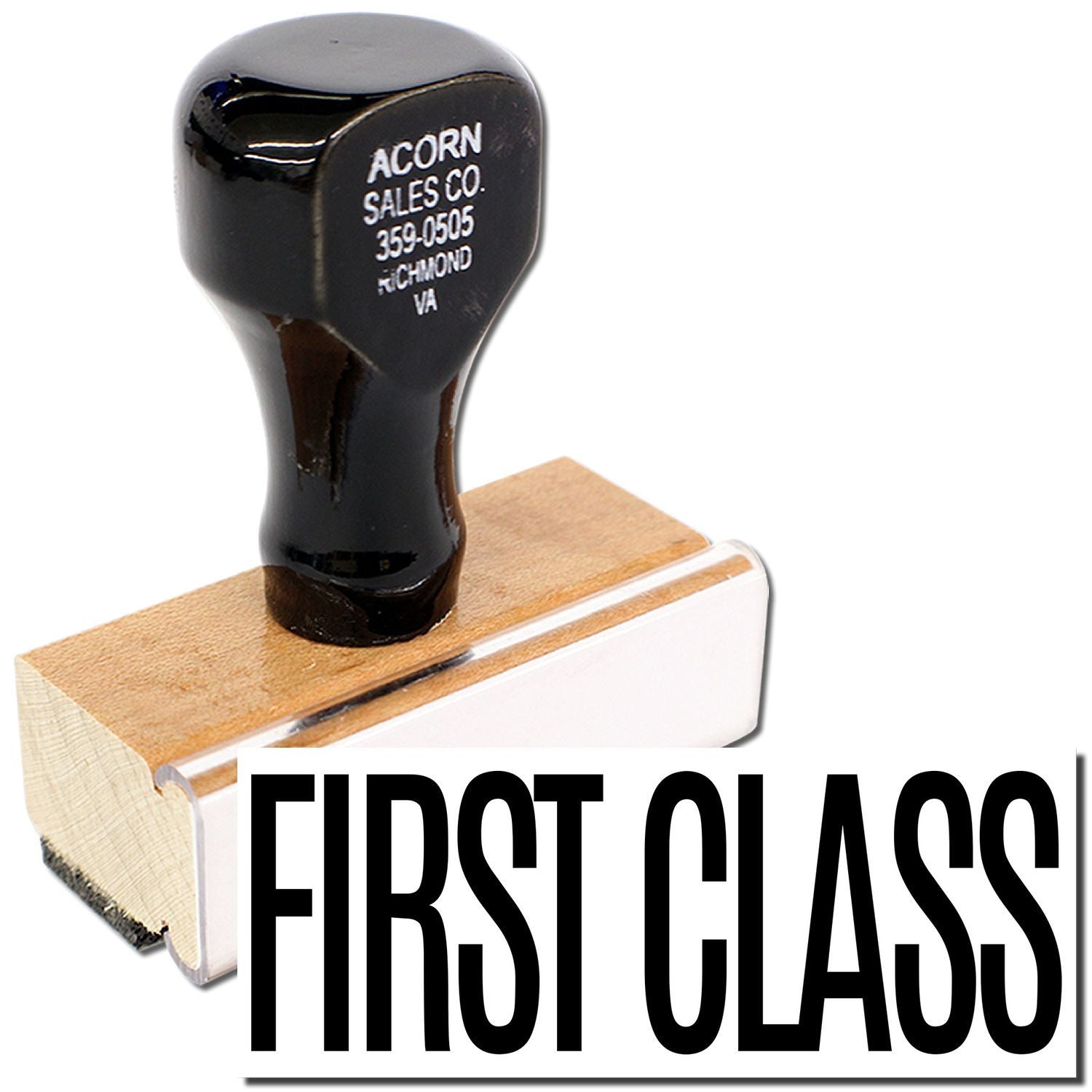 Acorn Sales Co. golf club head on wood block, labeled sales contact, shown with brand text for identification.